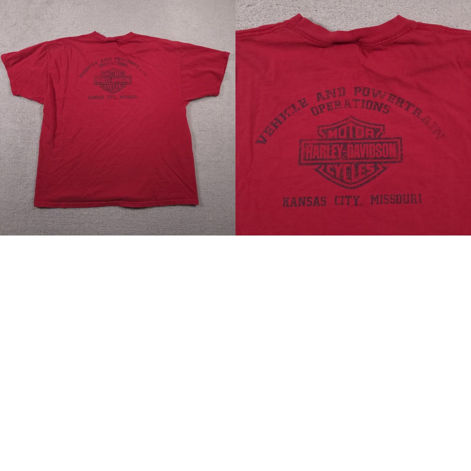 Harley Davidson VINTAGE Harley-Davidson Shirt Mens 2XL Property Of Kansas City Motorcycle Graphic Red Crew Neck Short Sleeve Cotton Graphic Print Mens Size US XXL / EU 58 / 5 - 9 Thumbnail