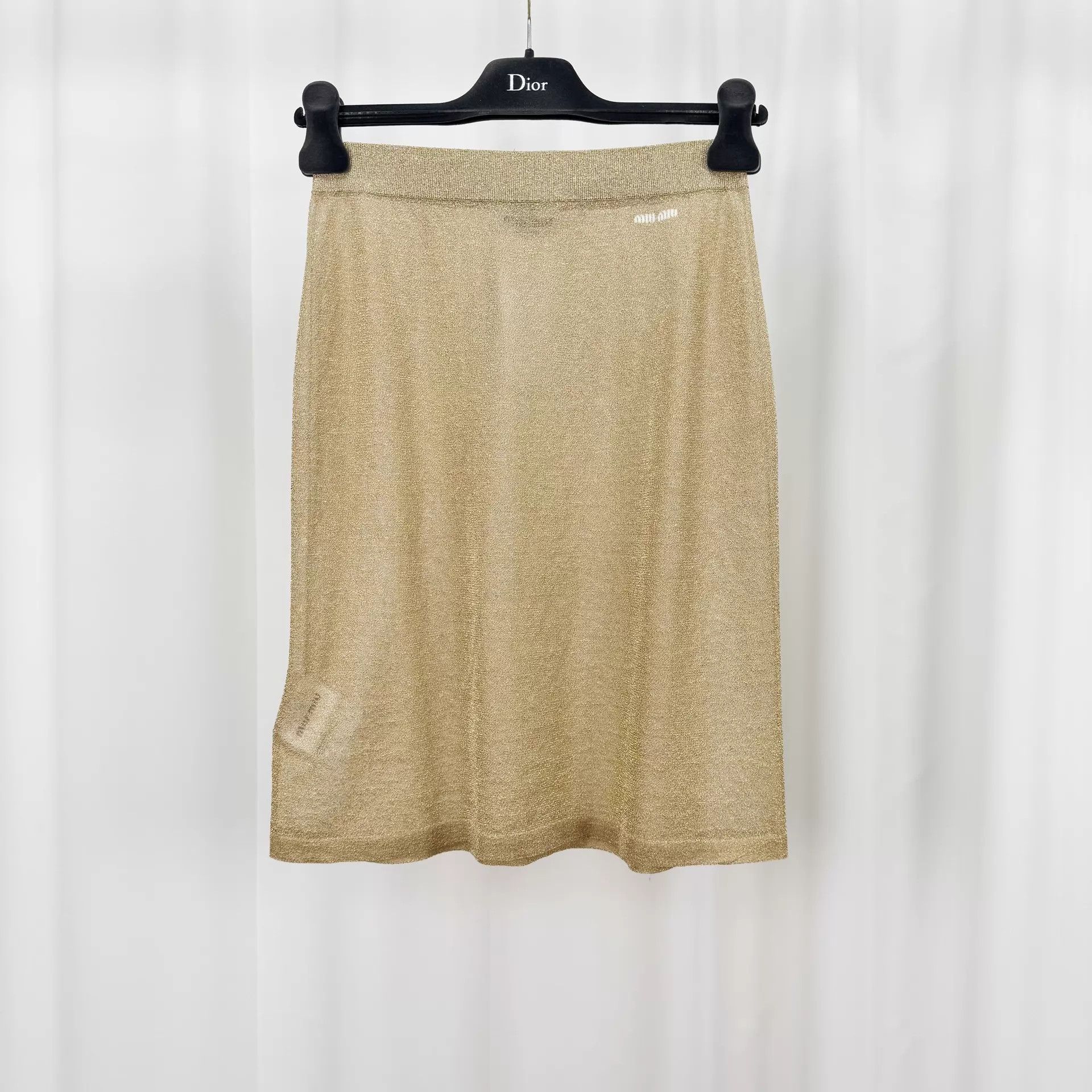 Miu Miu MIU MIU women's Embroidered Logo Gold Thread Skirt 40 99 New Size 27" / US 4 / IT 40 - 1 Thumbnail