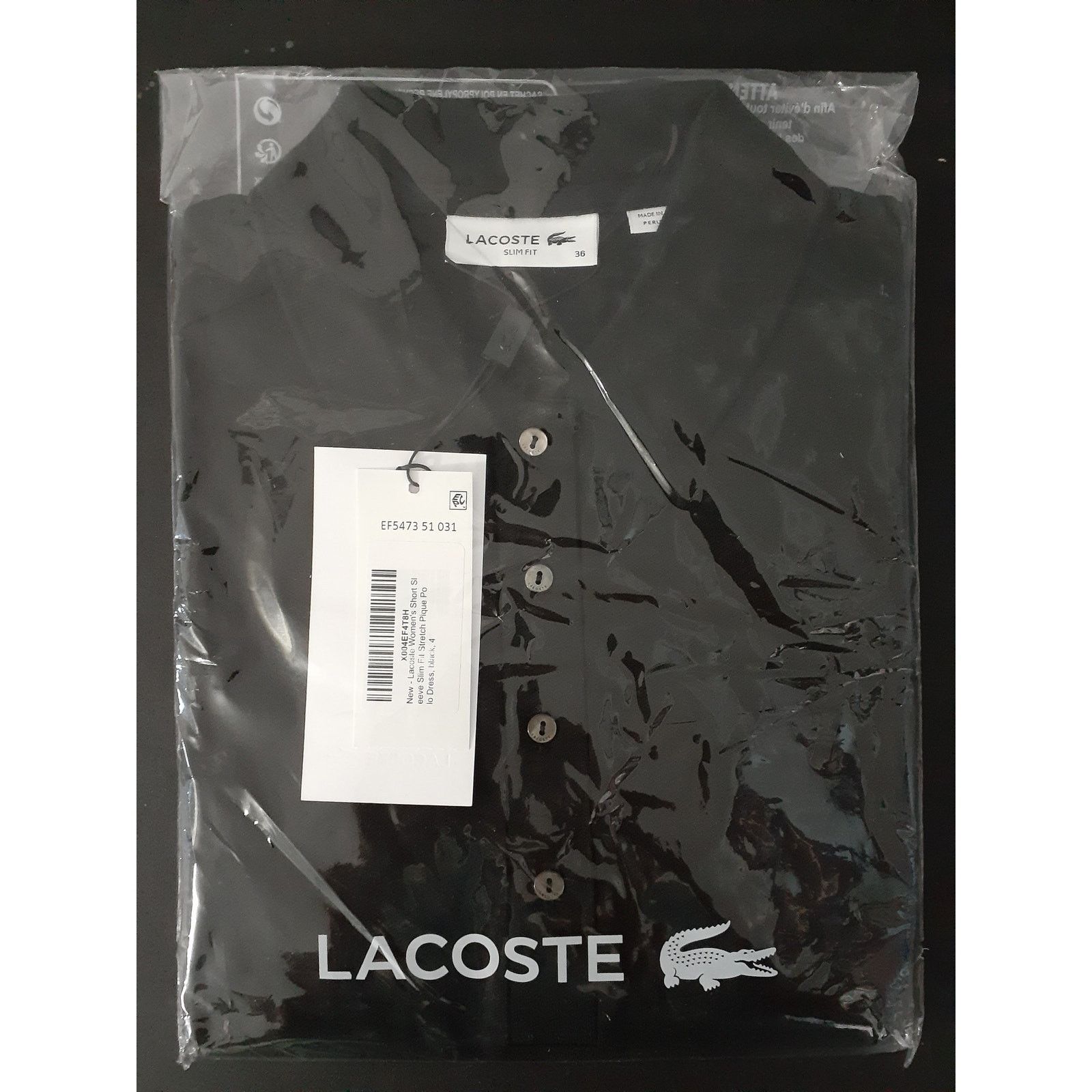 Lacoste Lacoste Short Sleeve Slim Fit Stretch Polo Dress, black 4 Size S / US 4 / IT 40 - 2 Thumbnail