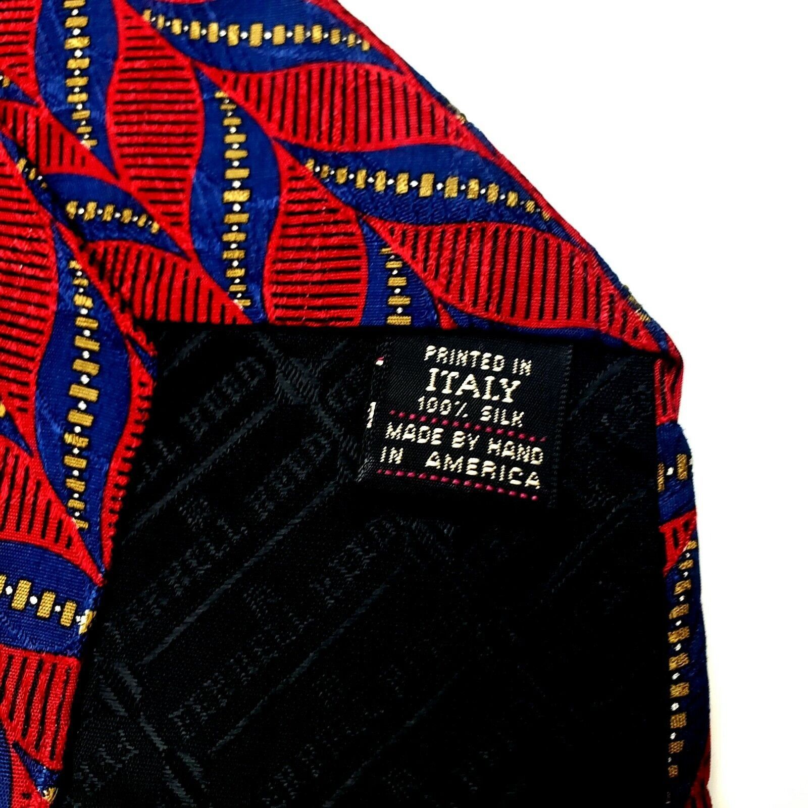 Designer Ferrell Reed Silk Tie Red Print Geometric Classic Size ONE SIZE - 4 Thumbnail