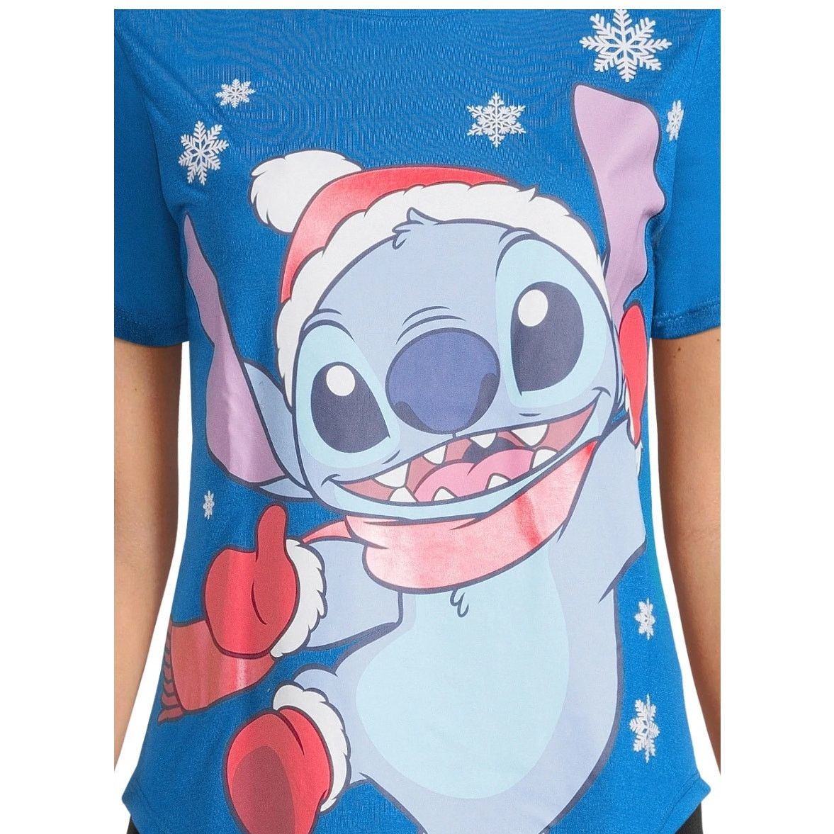 Disney Stitch Juniors Graphic Christmas T-Shirt with Short Sleeves Size S / US 4 / IT 40 - 3 Thumbnail