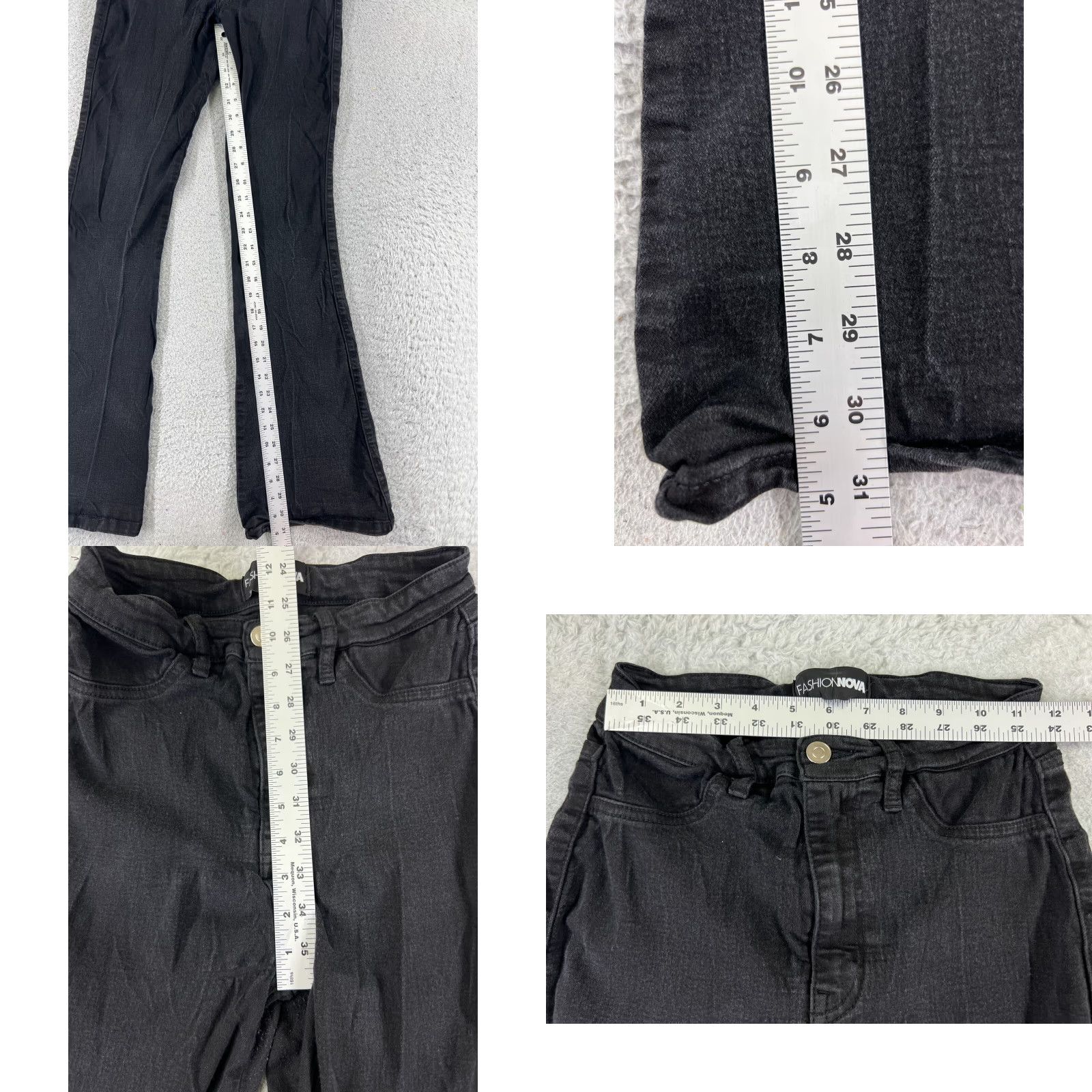 Fashion Nova Fashion Nova Jeans Juniors 7 Black Denim Flared Rayon Cotton Blend 23x31 Size 28" / US 6 / IT 42 - 8 Thumbnail