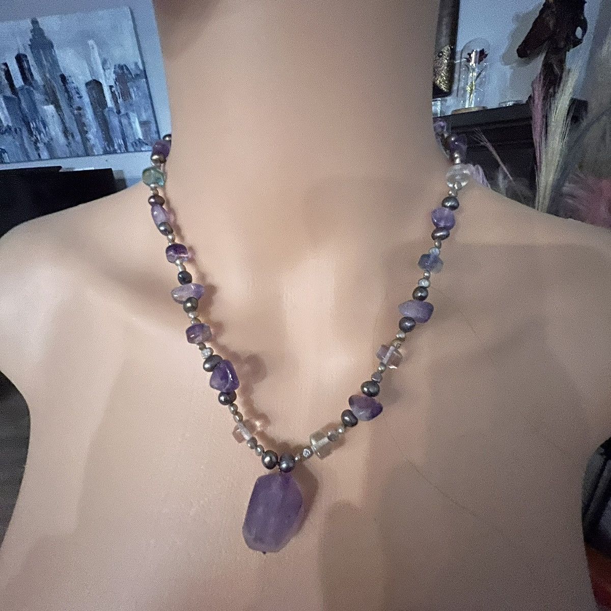 Unknown London Purple Stone Charm Pendant Necklace Size ONE SIZE - 1 Thumbnail