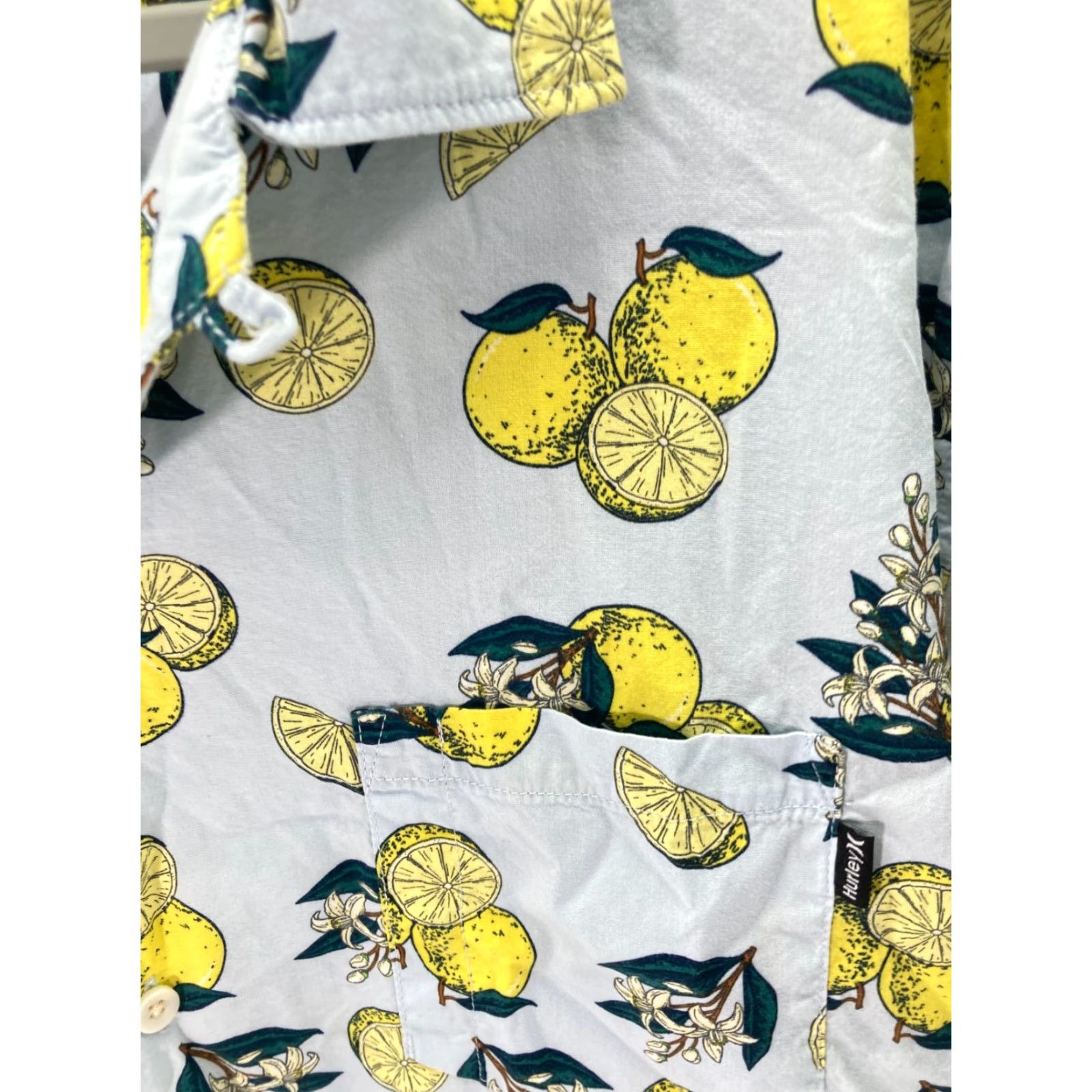 Hurley Hurley Button Up Hawaiian Shirt Mens XL Blue Lemon Sunglass Slot Pocket Slim Fit Size US XL / EU 56 / 4 - 4 Thumbnail