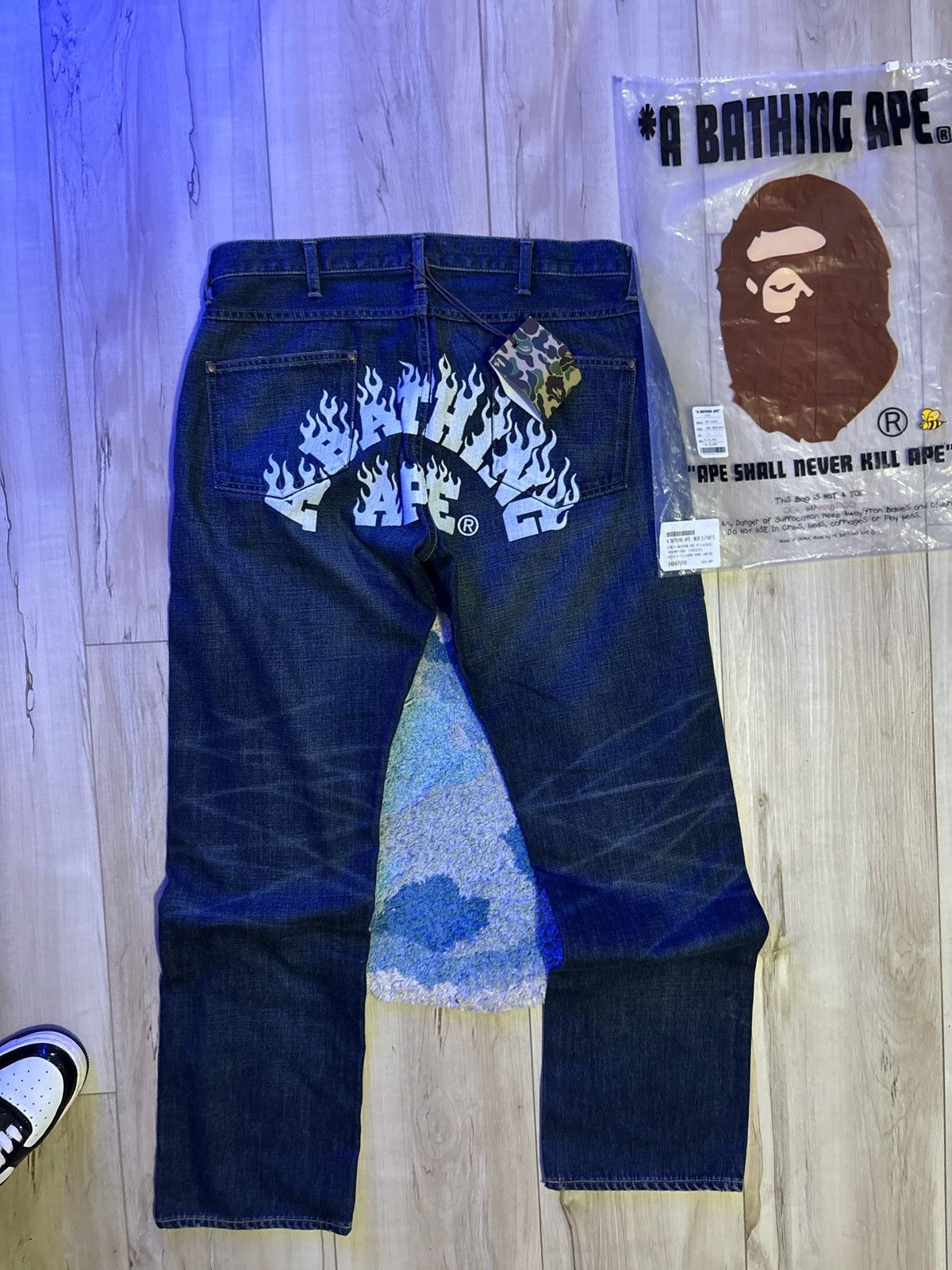 Bape Bape flame denim jeans nigo era Size US 34 / EU 50 - 1 Thumbnail