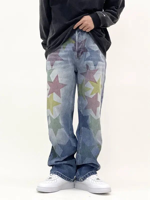 VIBE custom hiphop pattern jeans Size US 34 / EU 50 - 1 Thumbnail