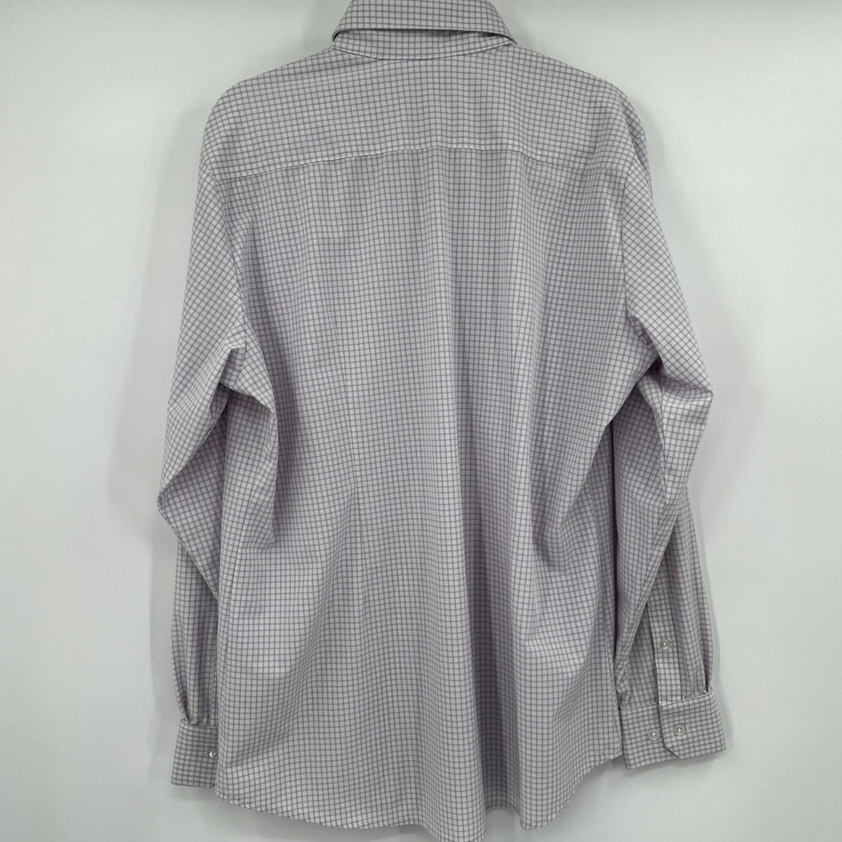 Mizzen+Main Mizzen+Main Leeward Dress Shirt Men XL Purple White Micro Check Stretch Size 46R - 5 Thumbnail