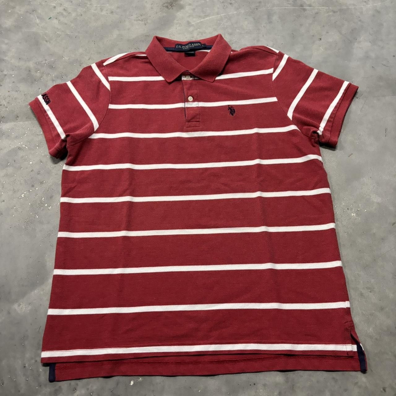 U.S. Polo Assn. × Vintage Crazy Vintage Y2K/2000s Red Striped U.S. Polo Assn. Streetwear Essential Polo Shirt! Size US L / EU 52-54 / 3 - 1 Thumbnail