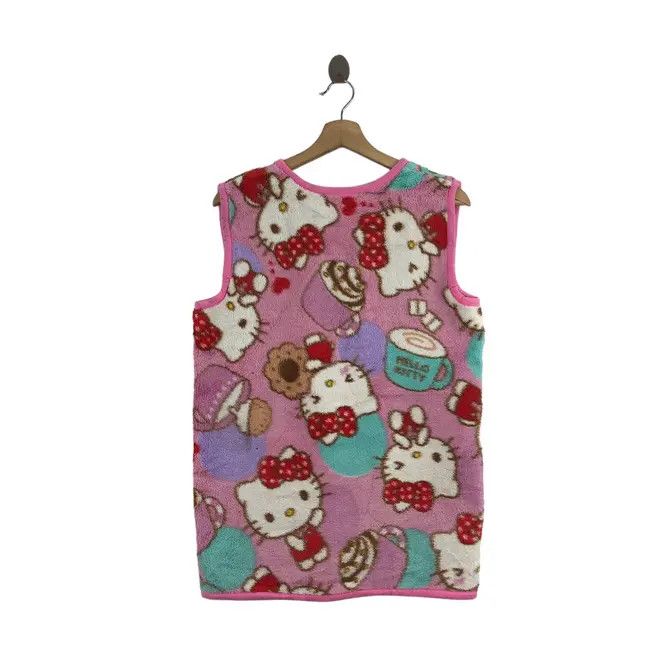 Vintage Vtg HELLO KITTY SANRIO Cartoon Anime Pink Fleece Vest Zipper Size M / US 6-8 / IT 42-44 - 5 Thumbnail