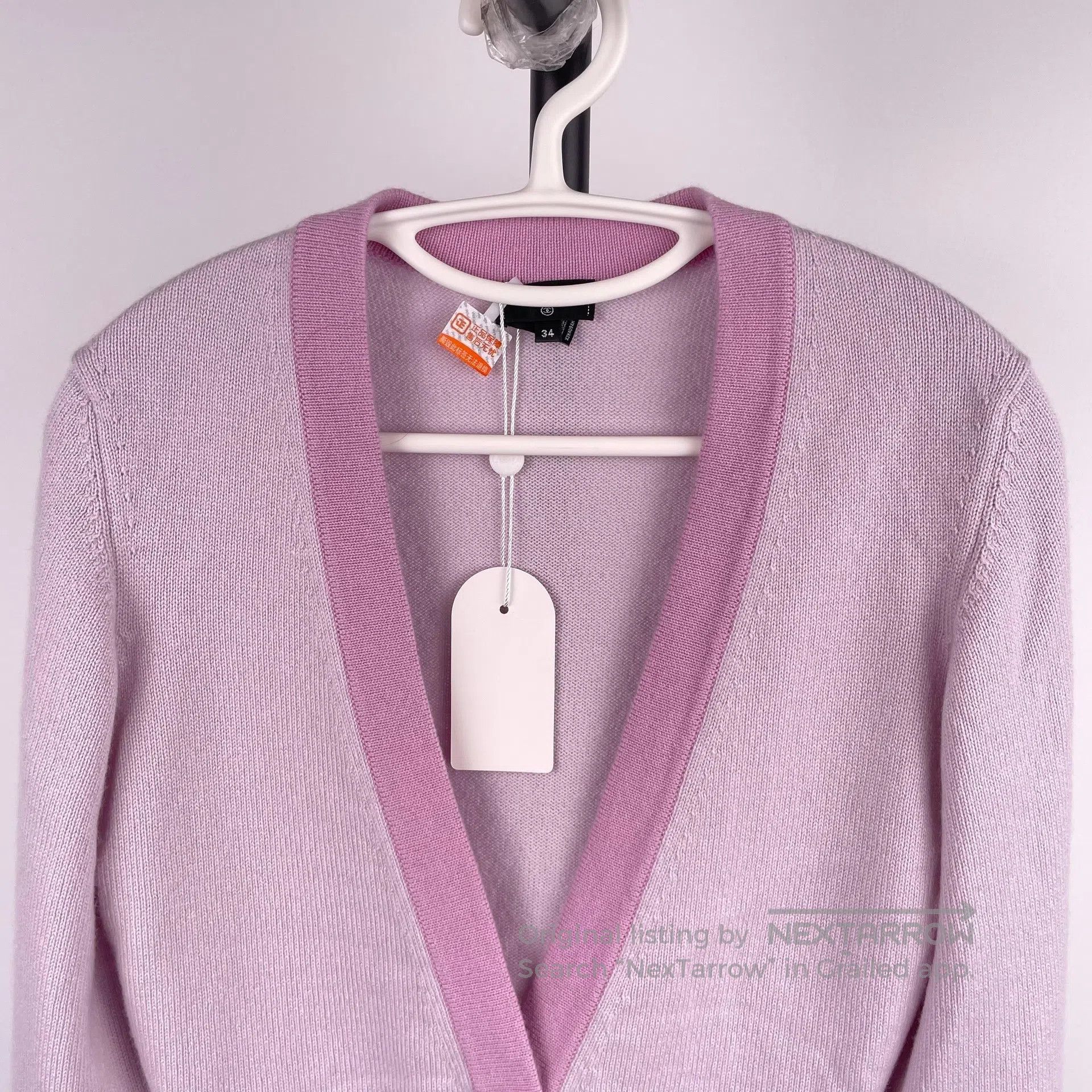 Chanel Chanel Cashmere cardigan with eggplant purple mixed design Size XXS / US 00 / IT 34 - 3 Thumbnail