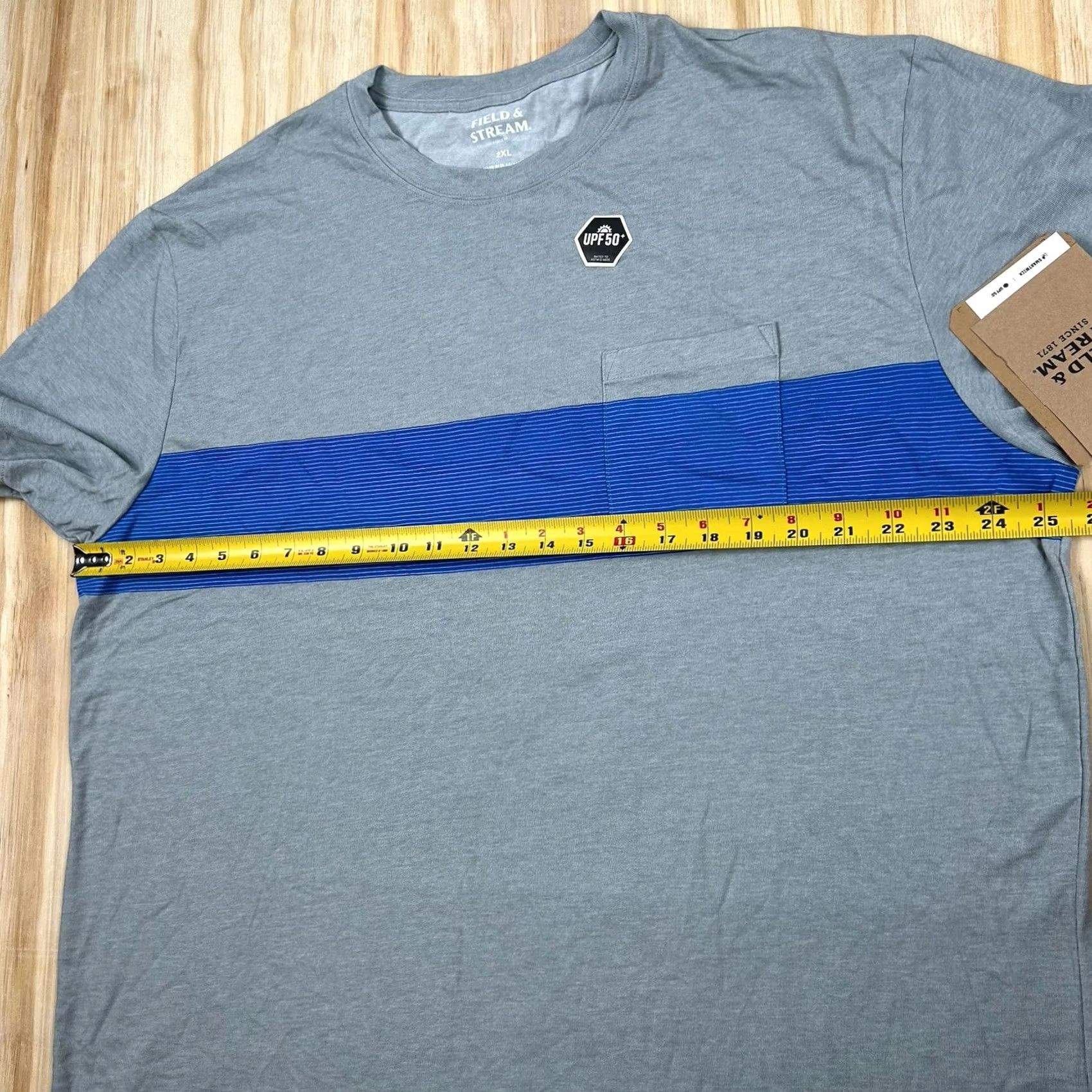 Vintage Field & Stream Deep Runner T-Shirt Gray Stripe UPF 50 Pockets Short Sleeve 2XL Mens Size US 39 - 6 Thumbnail