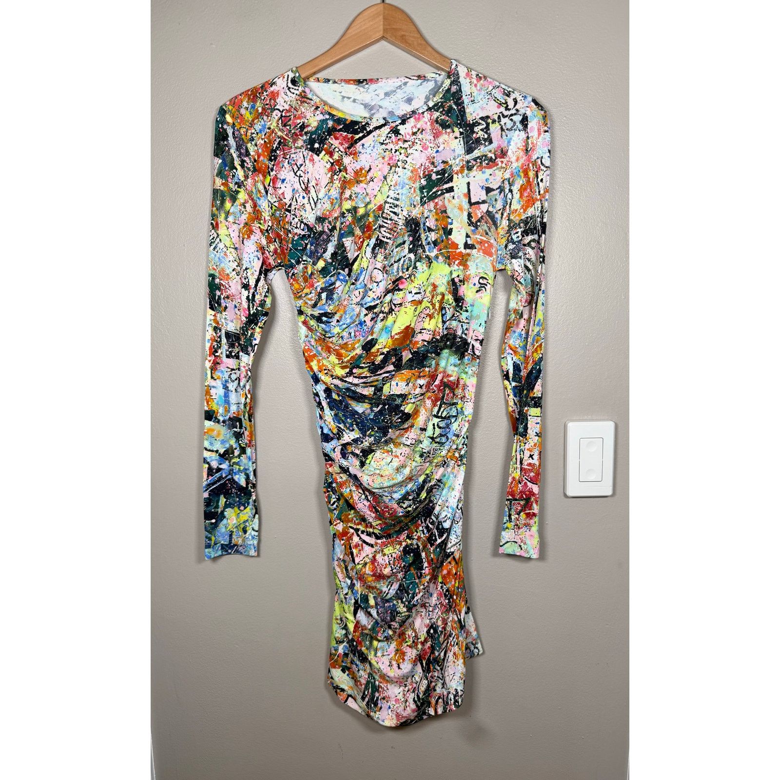 Dsquared2 NWOT DSquared2 Abstract Print Long Sleeve Dress S $980 Size S / US 4 / IT 40 - 4 Thumbnail