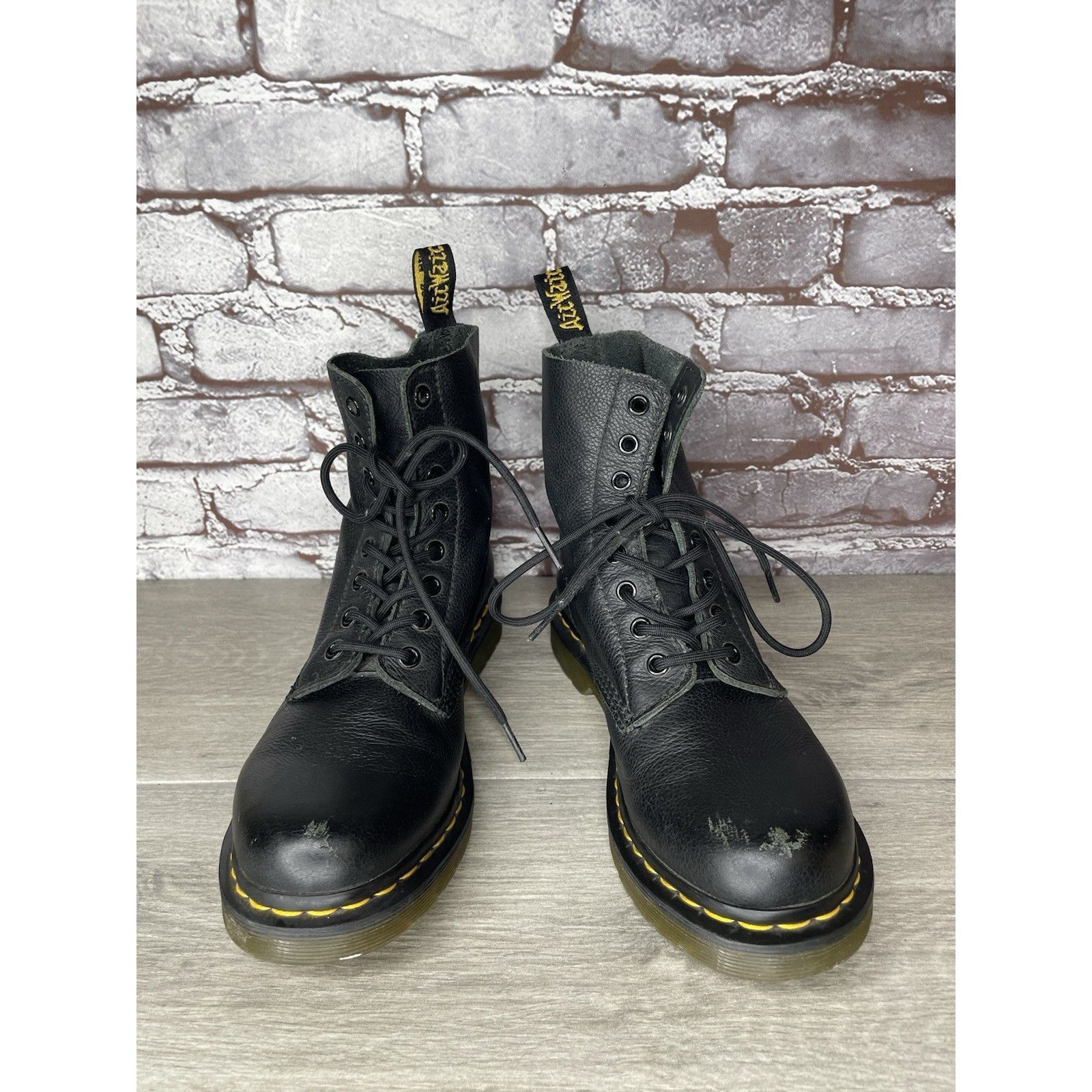 Dr. Martens Doc Martens Pascal 1460 Black Leather Lace Up Combat Boots W Size US 8 / IT 38 - 3 Thumbnail