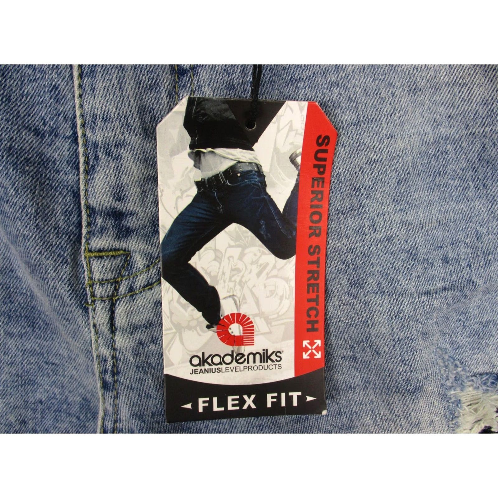 Akademiks Akademiks Jeans Mens 34x30 Blue Slim Tapered Flex Fit Distressed Denim Stretch Jeans Size US 34 / EU 50 - 3 Thumbnail
