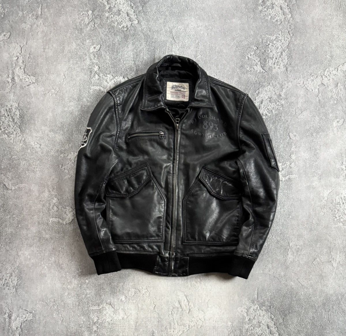 Genuine Leather Rhode Island S/size leather aviator bomber zip jacket pilot Size US S / EU 44-46 / 1 - 1 Thumbnail