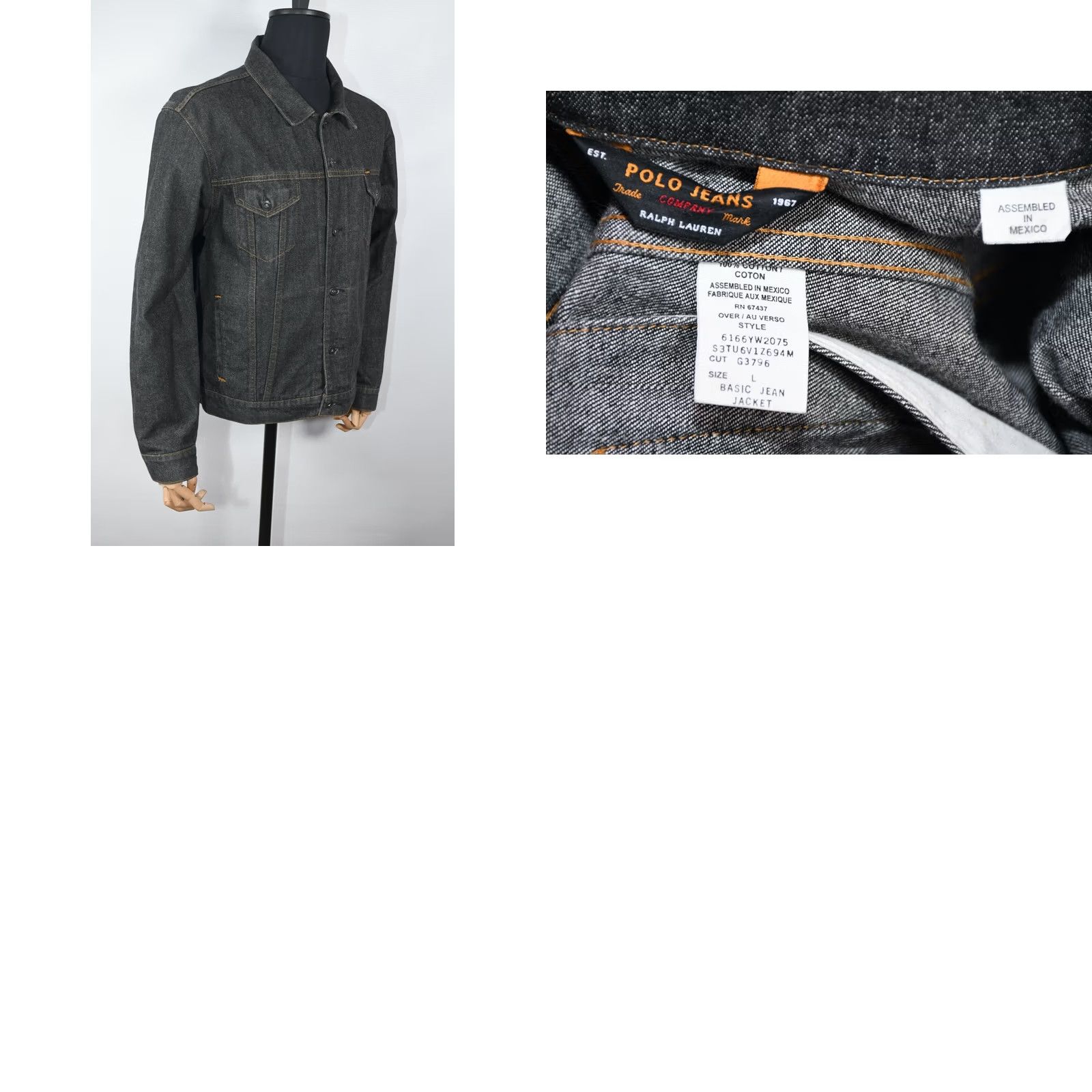 Polo Ralph Lauren Polo Jeans Ralph Lauren RL67 Basic Jean Jacket Men's L Black Size US L / EU 52-54 / 3 - 8 Thumbnail