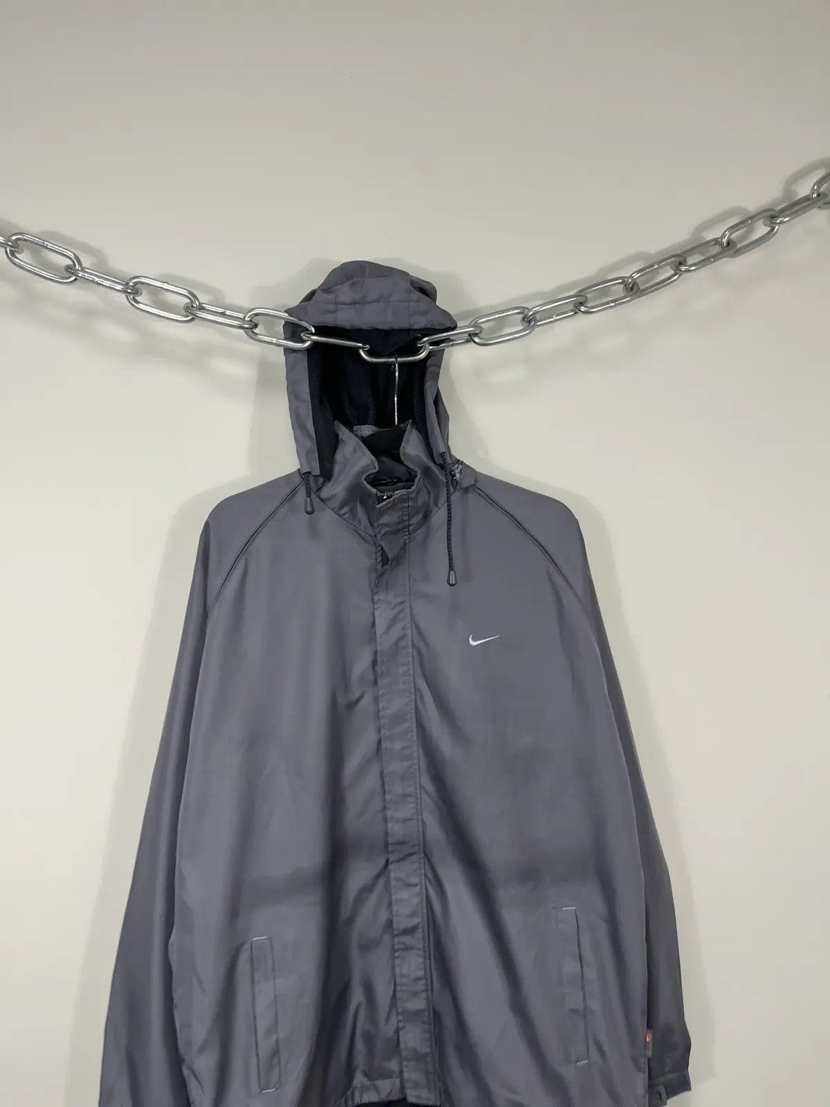 Nike × Vintage Vintage Nike Y2K Drill Retro Hype Hooded Windbreaker Jacket Size US XL / EU 56 / 4 - 2 Thumbnail