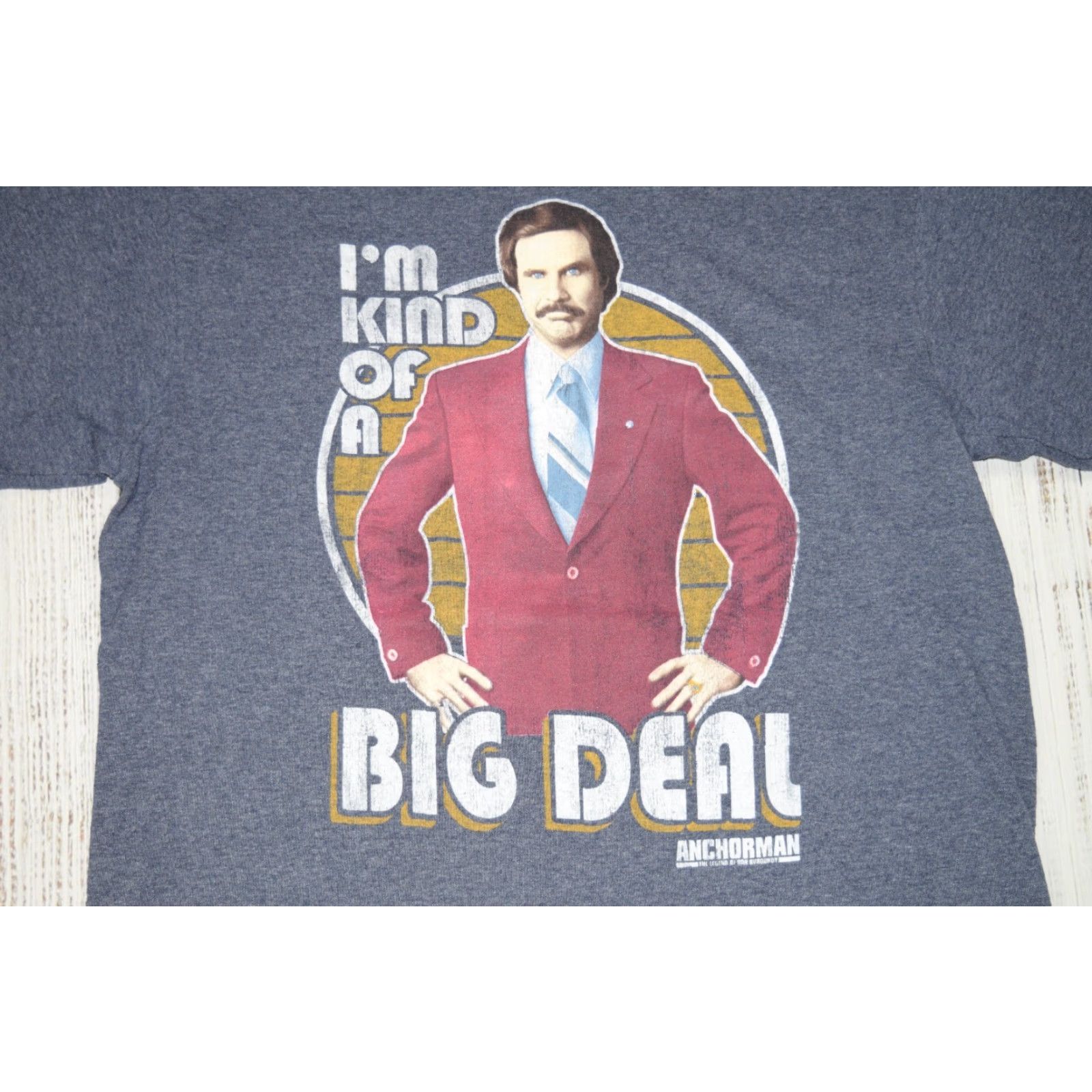 Vintage VINTAGE ANCHORMAN RON BURGANDY MENS M T-SHIRT BLUE COTTON POLYESTER KNIT LOGO MOVIE PROMO 90s? Size US M / EU 48-50 / 2 - 2 Thumbnail