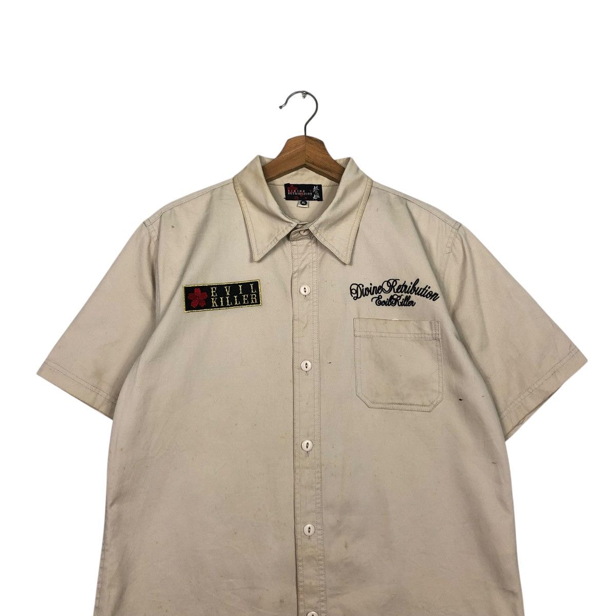 Hysteric Glamour 🔥VINTAGE WORK SHIRT BOWLING BUTTON UPS DIVINE RETRIBUTION Size US XL / EU 56 / 4 - 5 Thumbnail