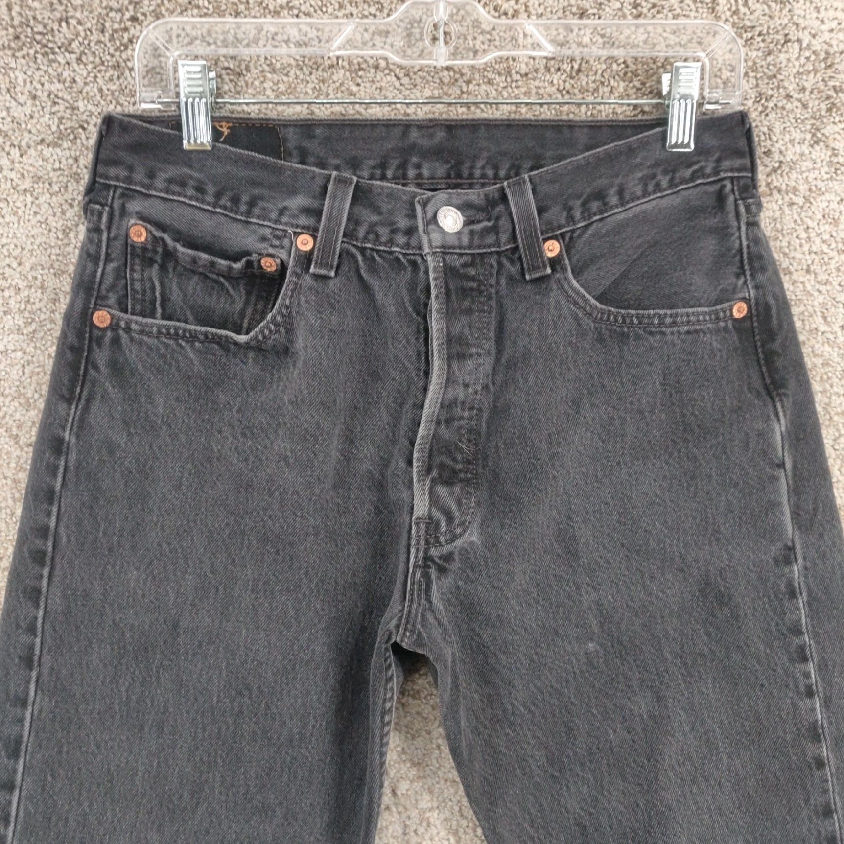 Levi's VINTAGE Levi's 501 Jeans Mens 32x30 Fits 30x30 Faded Black Button Fly USA 90's Size US 32 / EU 48 - 2 Thumbnail
