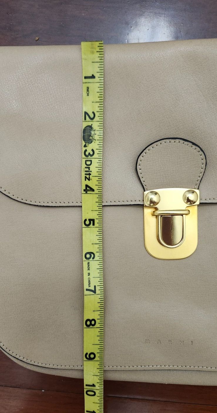 Marni Marni Beige Leather Pushlock Saddle Shoulder Crossbody Bag Size ONE SIZE - 17 Thumbnail