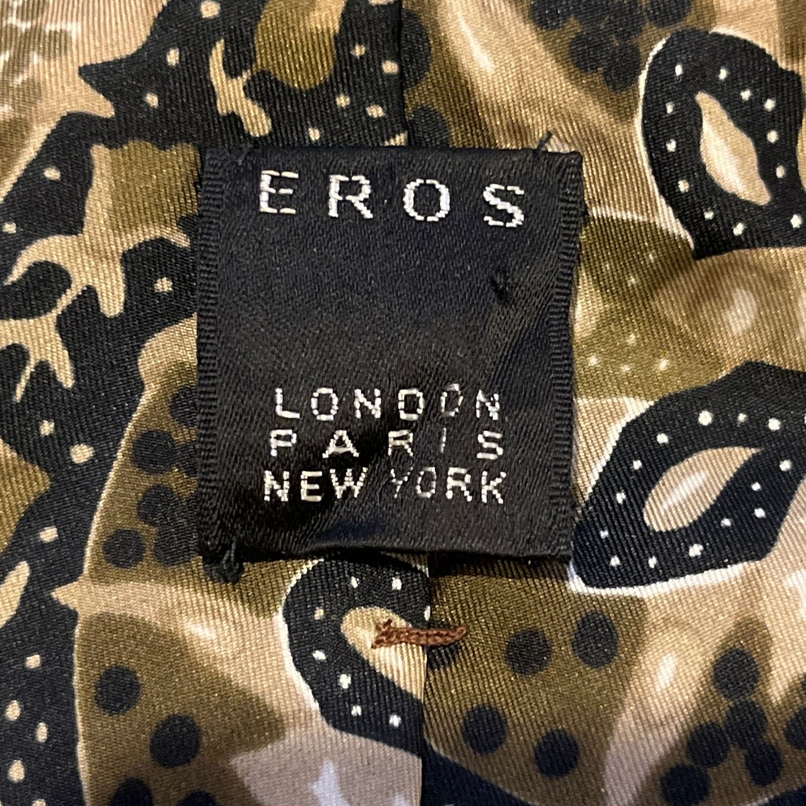 Vintage Eros Brown silk tie flowers paisley and geometric designs Size ONE SIZE - 3 Thumbnail
