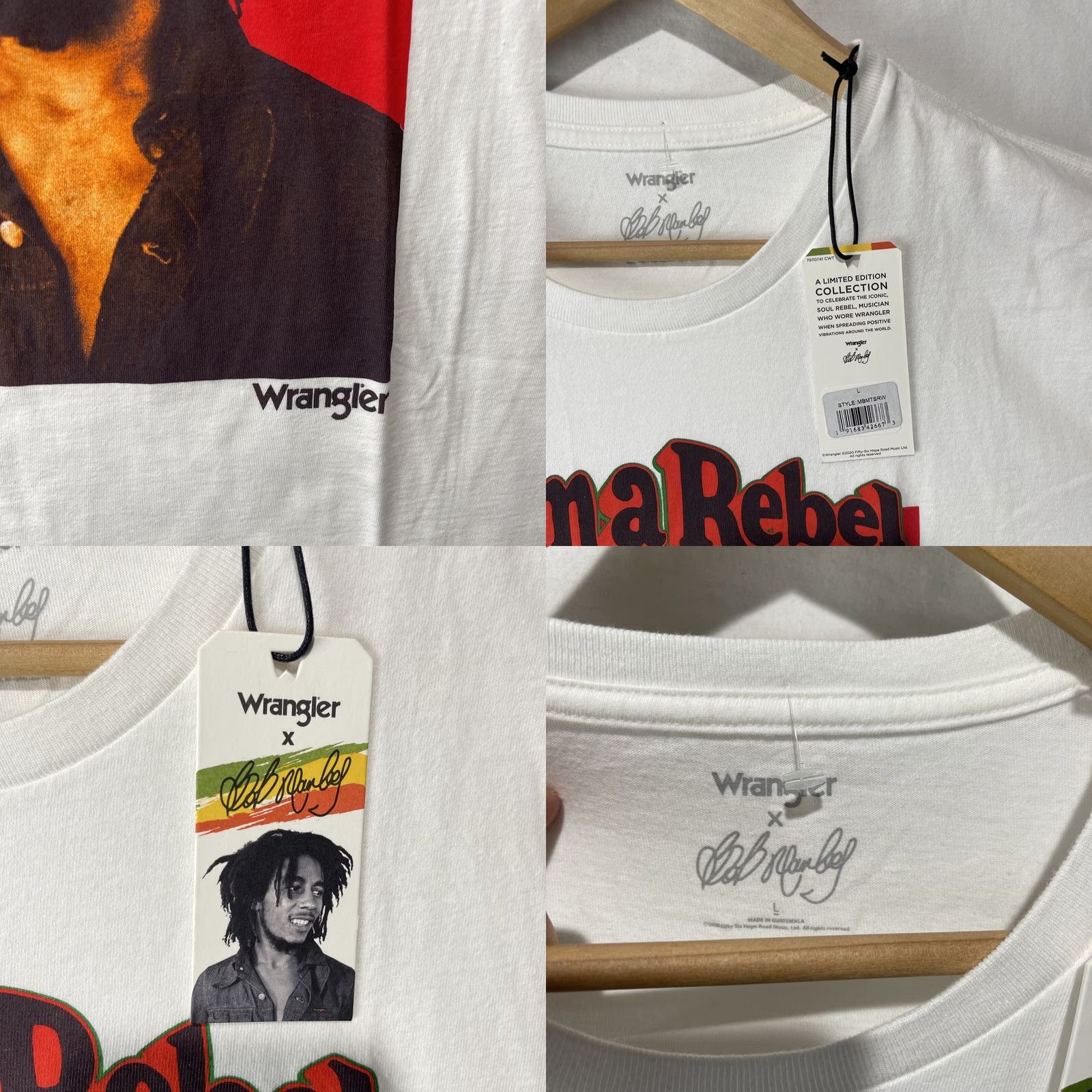Wrangler Wrangler Shirt Mens Large White Bob Marley Im A Soul Rebel Short Sleeve Tee Size US L / EU 52-54 / 3 - 8 Thumbnail