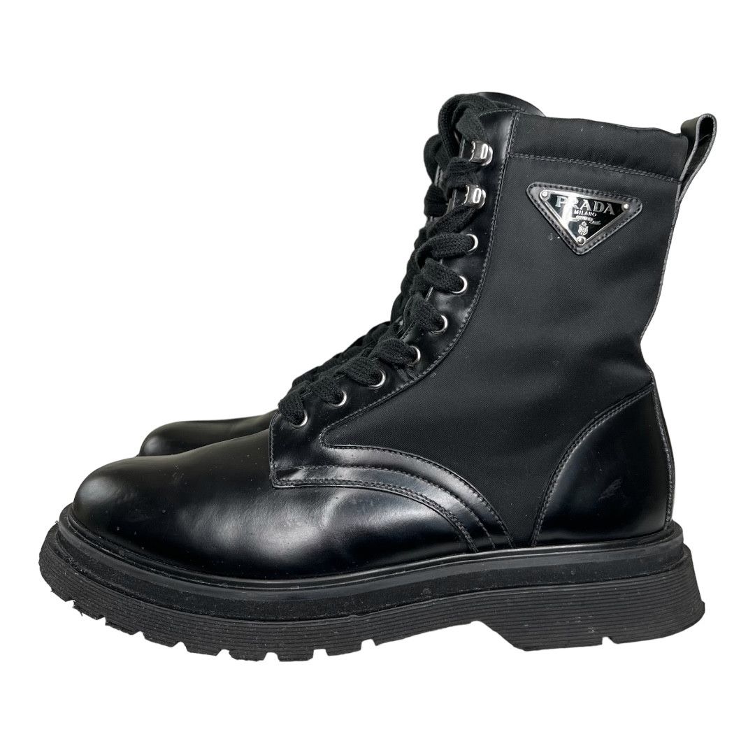 Prada Prada Brushed Rois Leather and Nylon Lug Sole Combat Boots Size US 9.5 / EU 42-43 - 5 Thumbnail