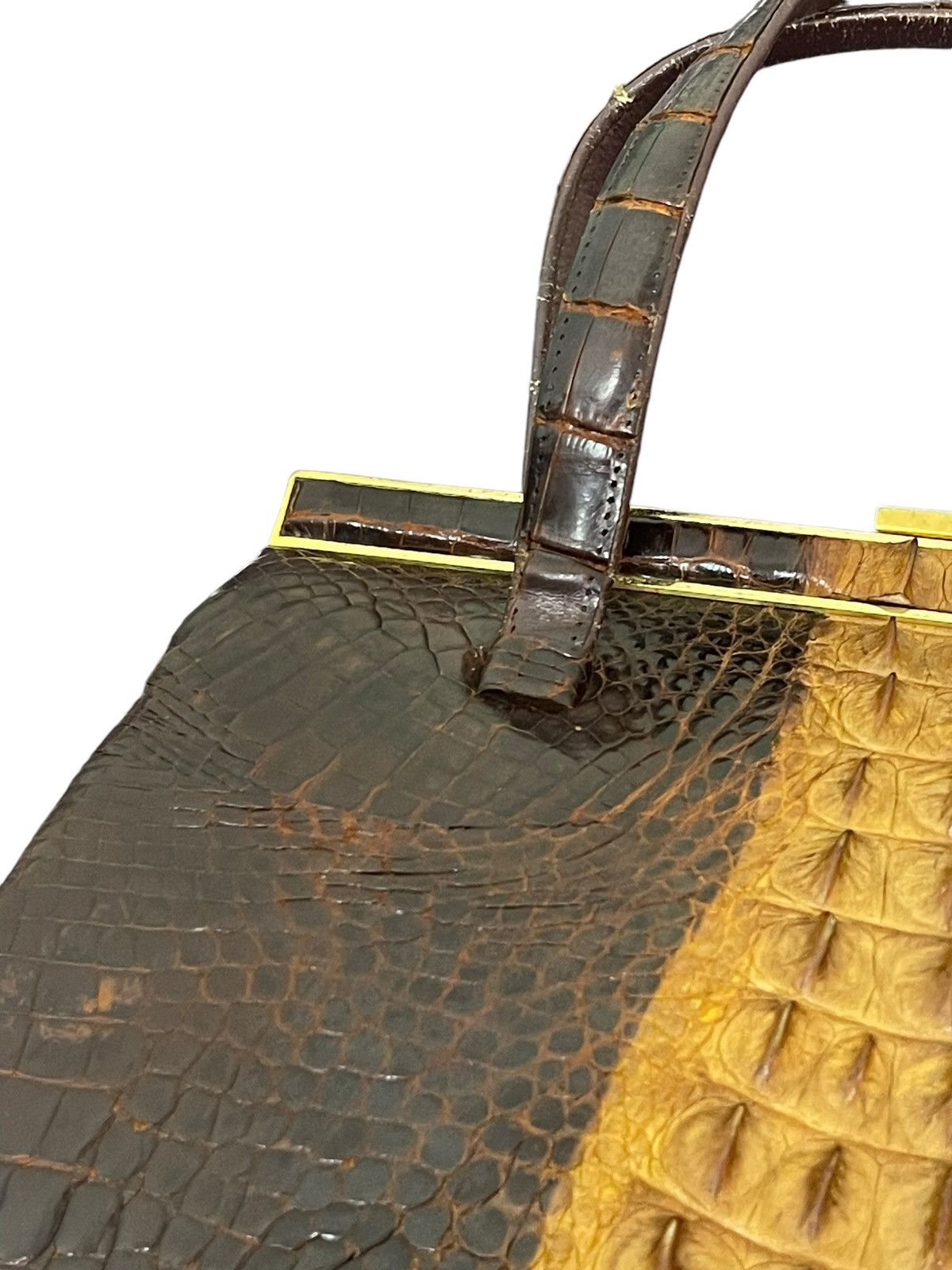 Vintage Crocodile Leather Patina Vtg 50s Unknown Japan Hand Bag 4🟩 Size ONE SIZE - 22 Thumbnail