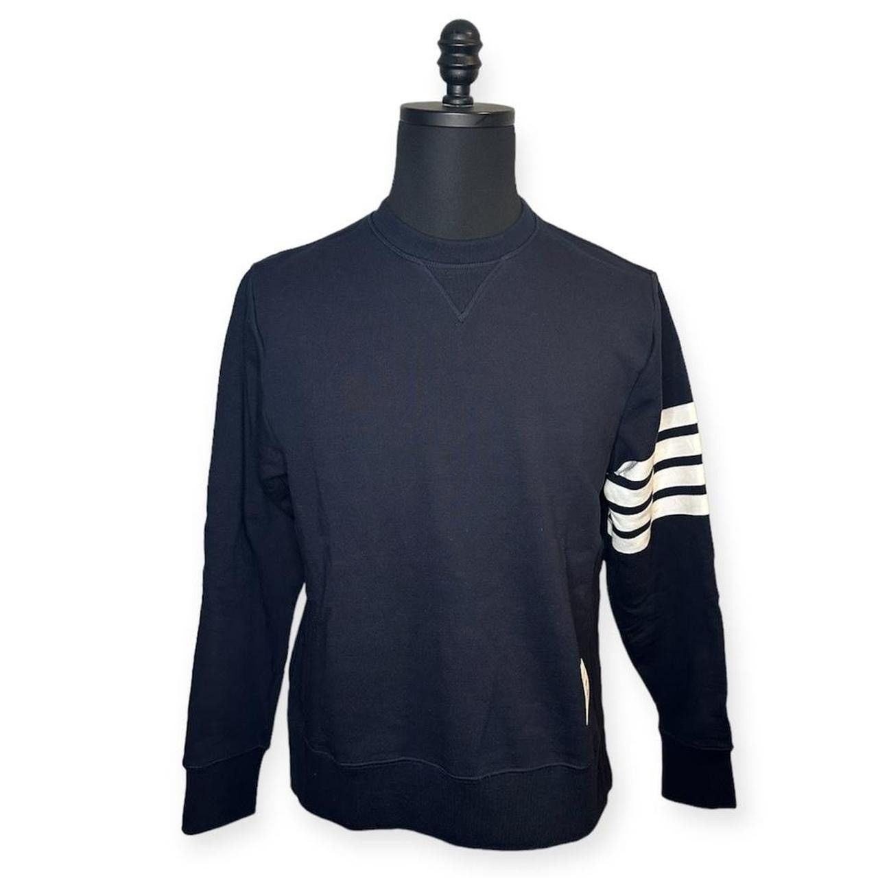 image of Thom Browne Engineered Stripe Navy Sweatshirt in Blue, Men's (Size XL)