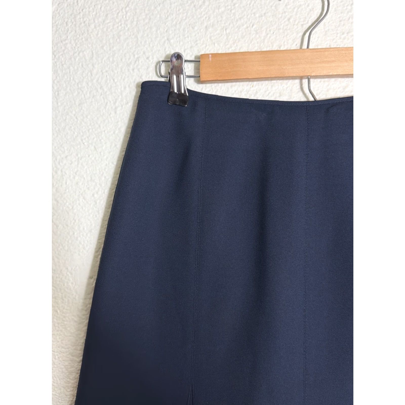 Vintage VINTAGE Y2K Petite Sophisticate Women’s 8P Navy Blue Acetate Flare Skirt 28x23 Size 30" / US 8 / IT 44 - 6 Thumbnail