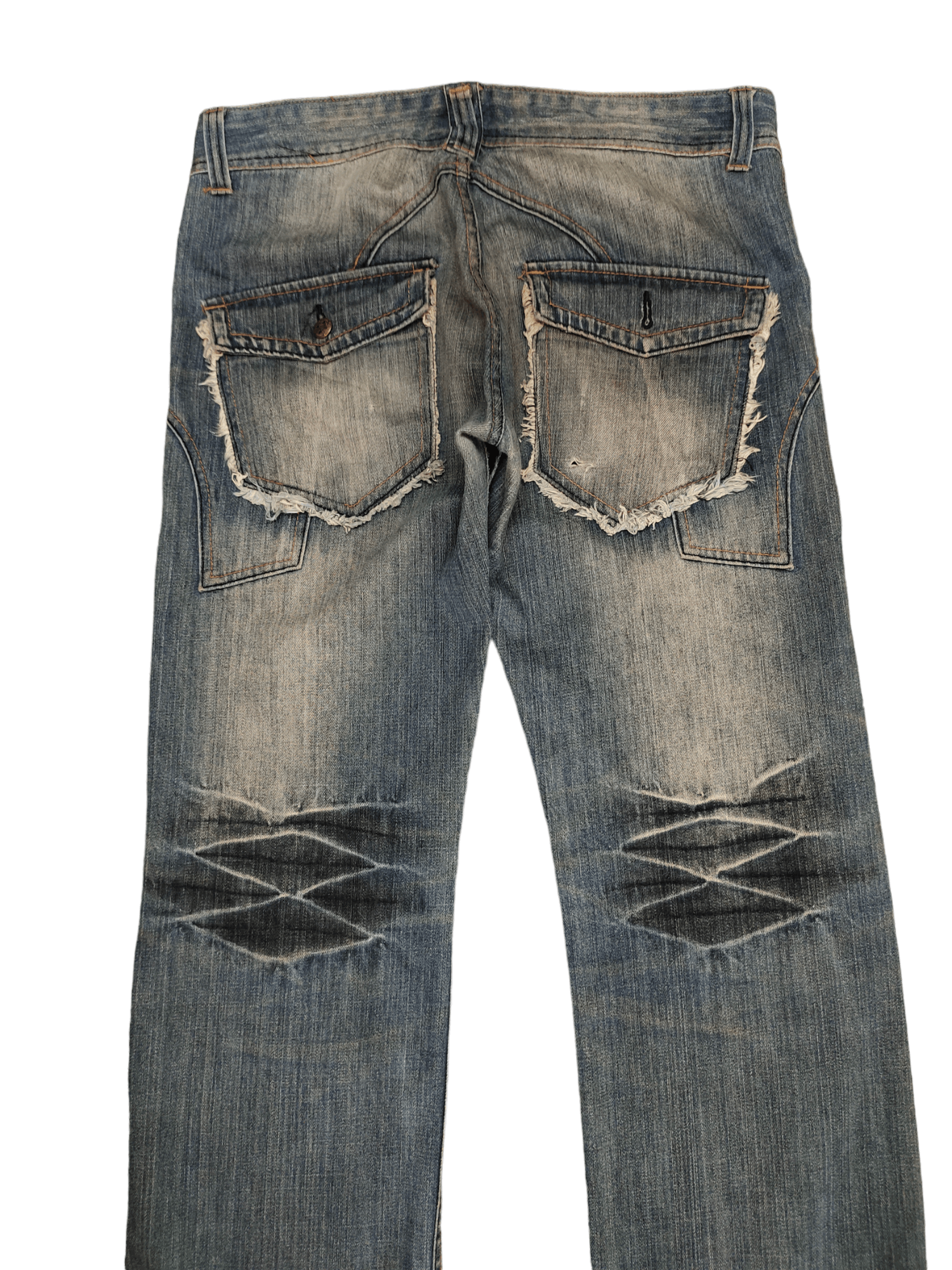 Japanese Brand Root Three Distress Faded Denim Jeans Undercover Style Y2k Size US 35 - 11 Thumbnail