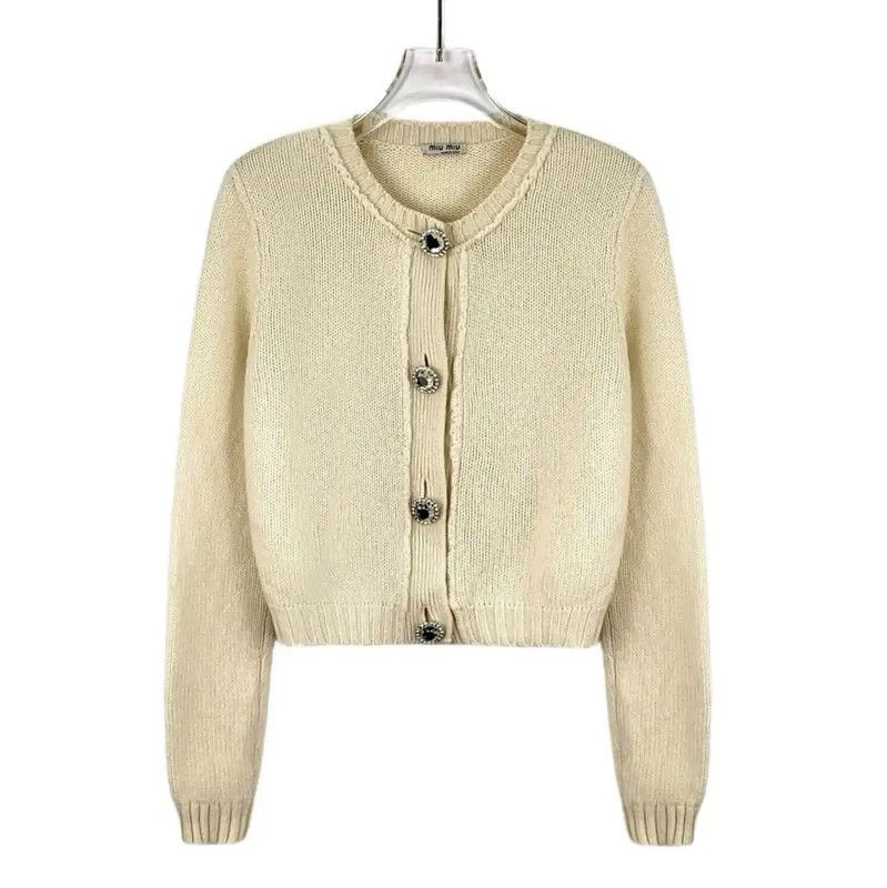 Miu Miu Miu Miu Beige Cashmere Cardigan for Women 0089 Size XS / US 0-2 / IT 36-38 - 1 Thumbnail