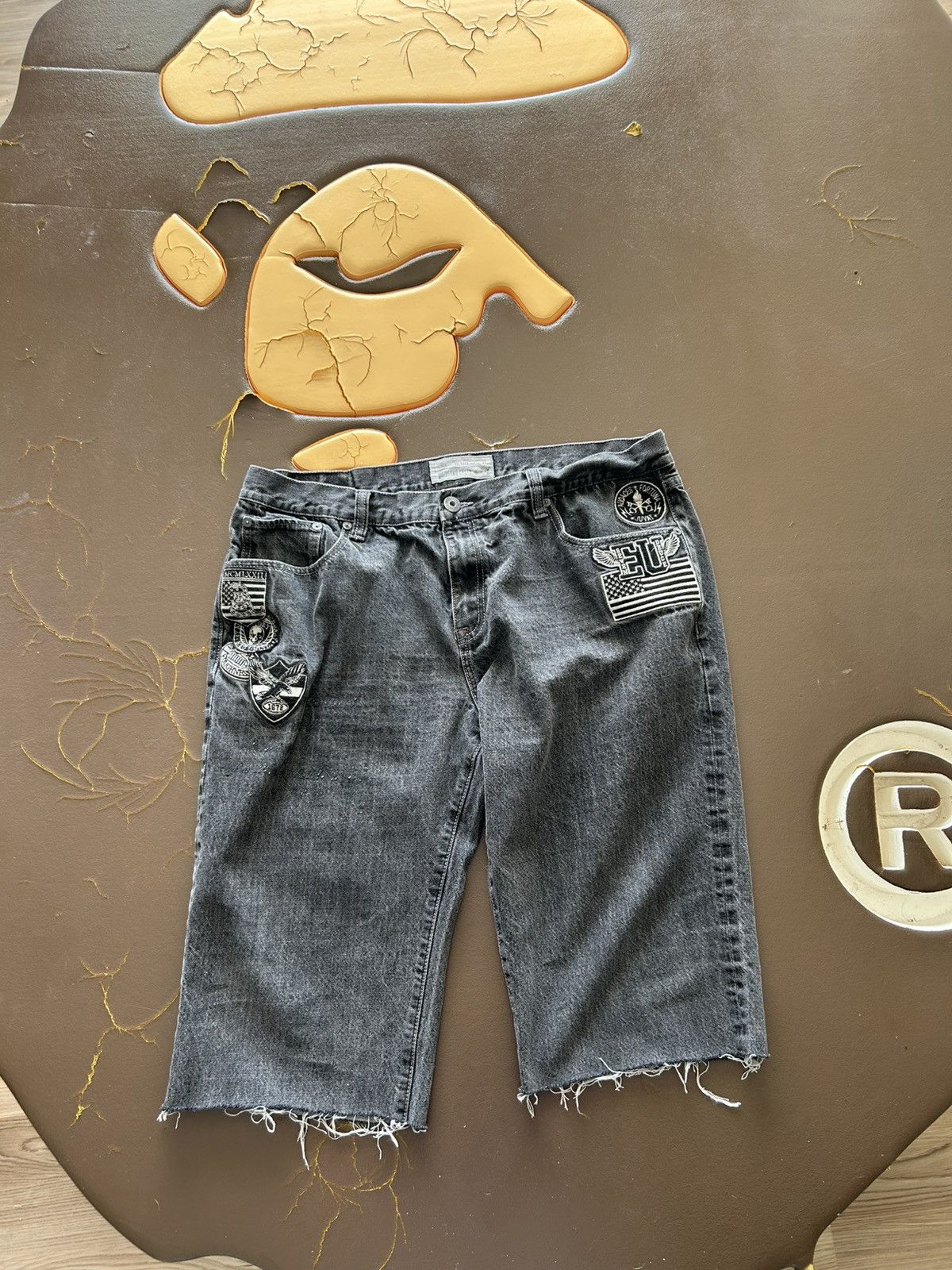 Ecko Unltd. Ecko Y2K Vintage Black Denim Shorts Jorts With Patches Size US 38 / EU 54 - 1 Thumbnail