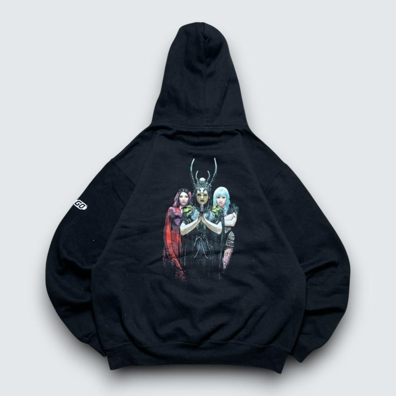 Vintage 00s Graphic Hoodie Black L Size US L / EU 52-54 / 3 - 1 Thumbnail