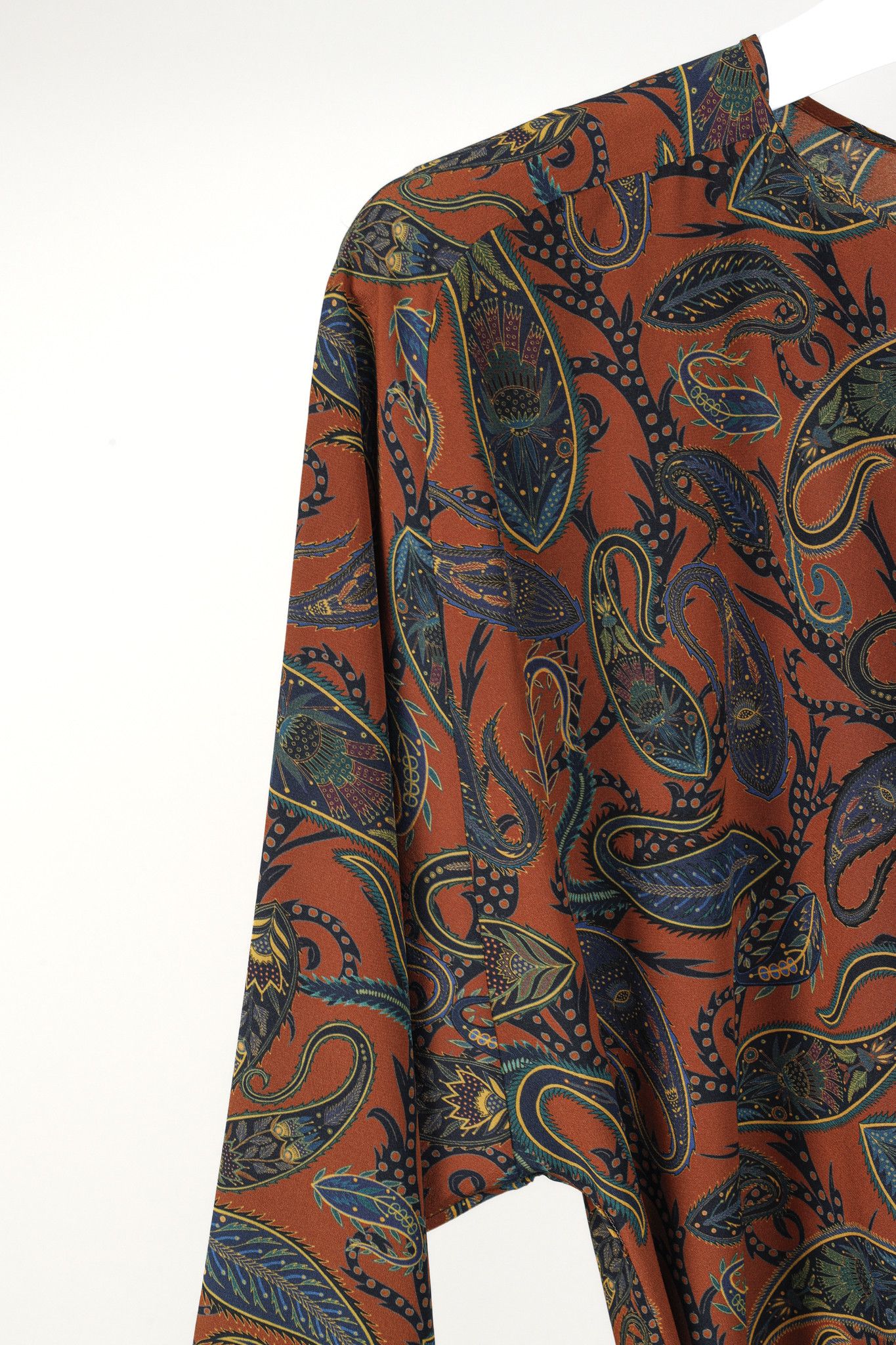 Chloe Chloe Brown & Blue Paisley Silk De Chine Midi Dress Size M / US 6-8 / IT 42-44 - 5 Thumbnail