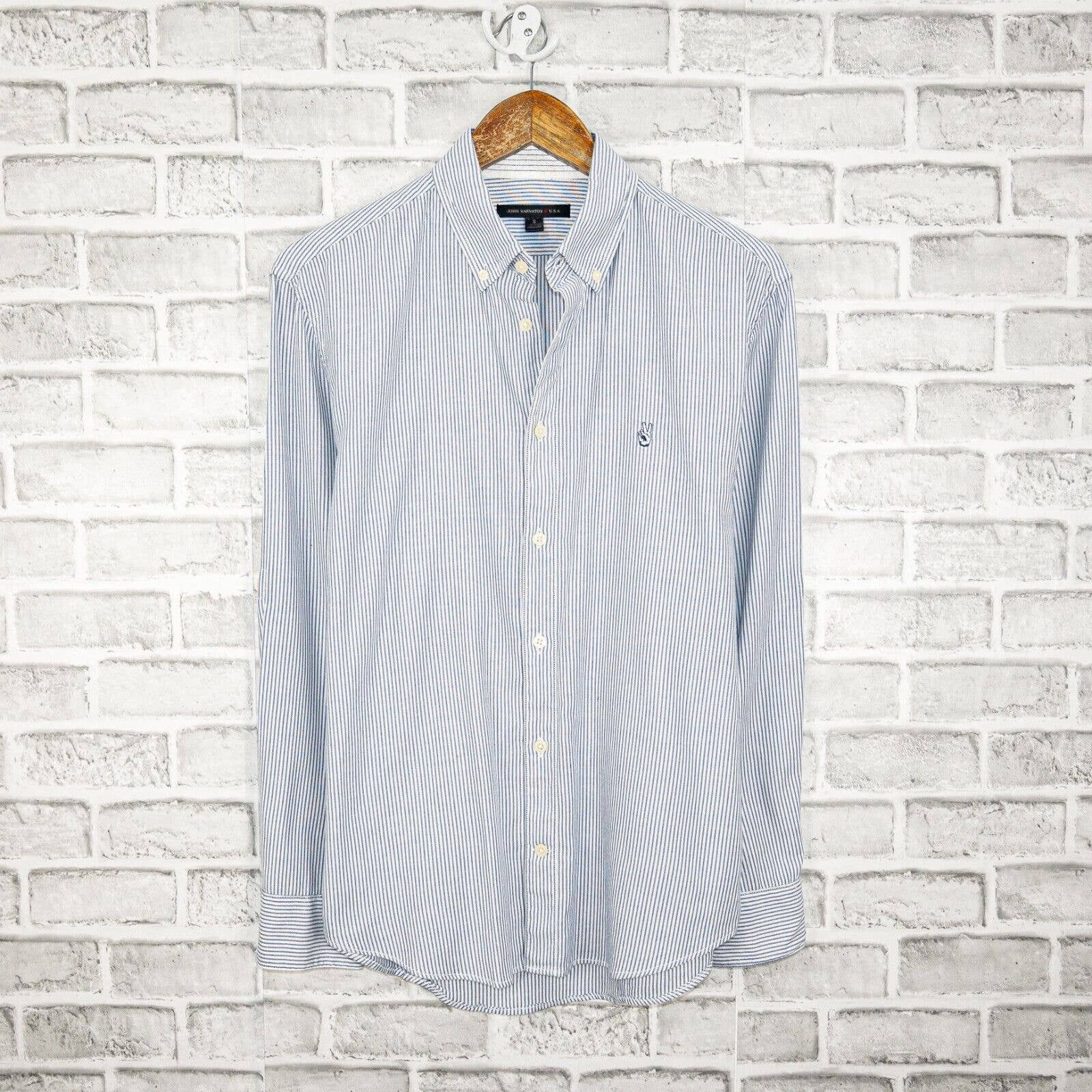 John Varvatos John Varvatos Peace Logo Button Down Shirt Blue Striped ...