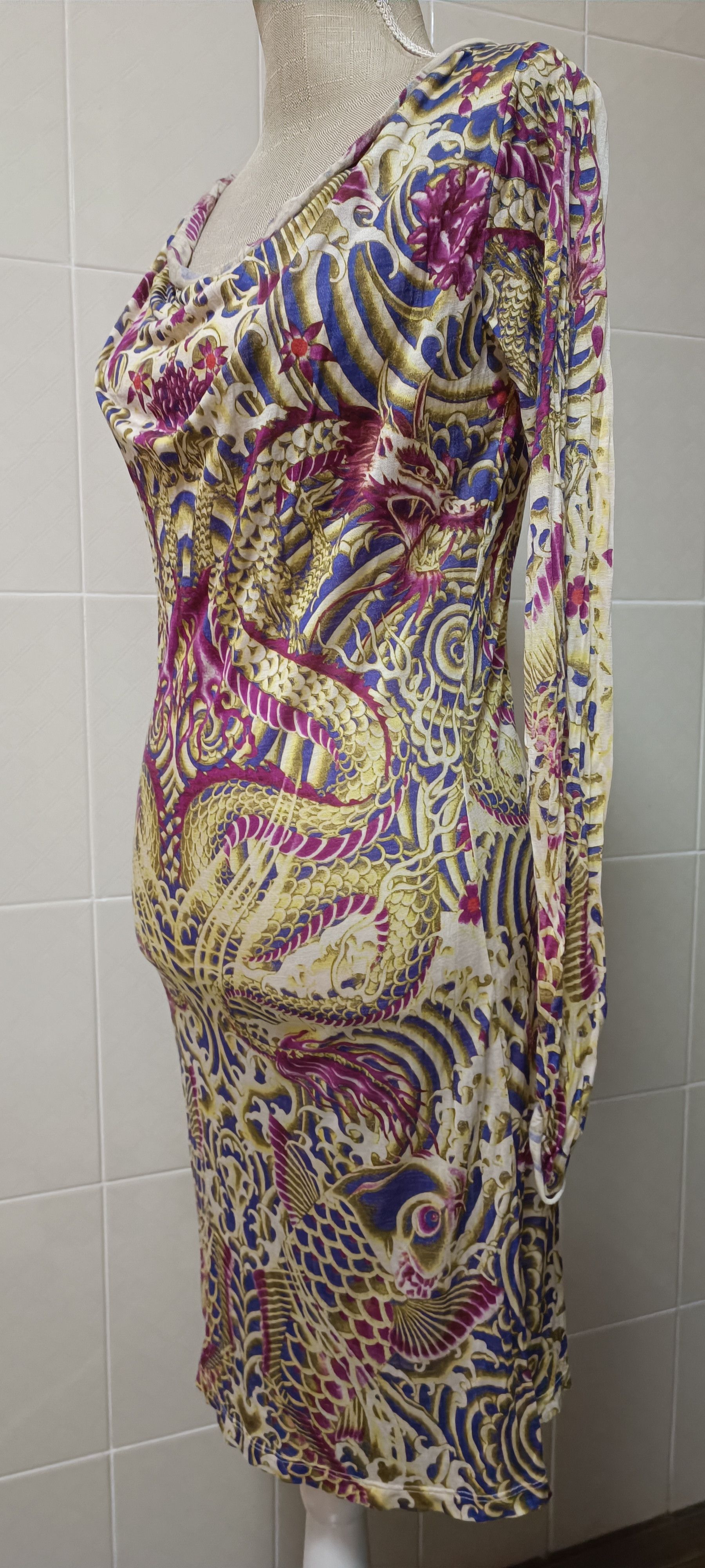 Jean Paul Gaultier Dragon and fishes silk dress Size S / US 4 / IT 40 - 2 Thumbnail