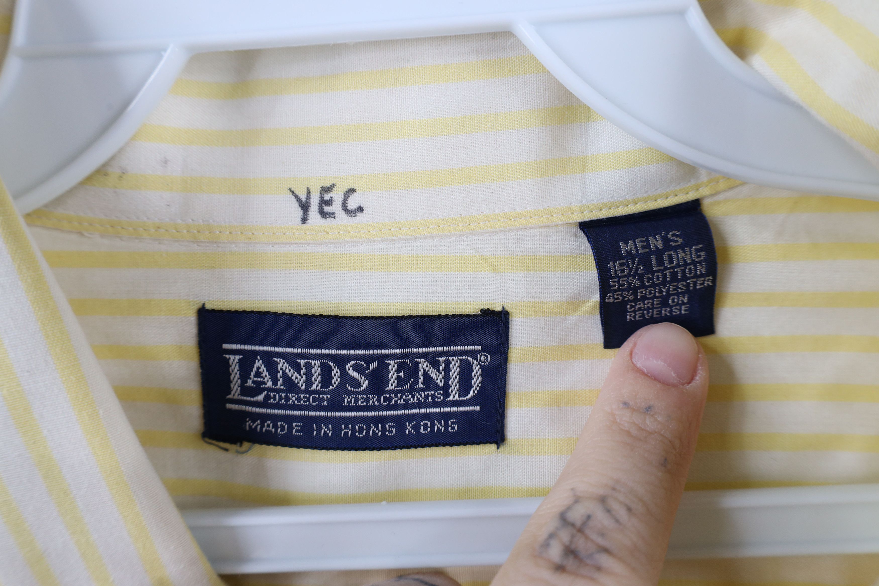 Lands' End × Vintage Vintage 90s Lands End Collared Button Down Shirt Yellow Size US M / EU 48-50 / 2 - 12 Thumbnail