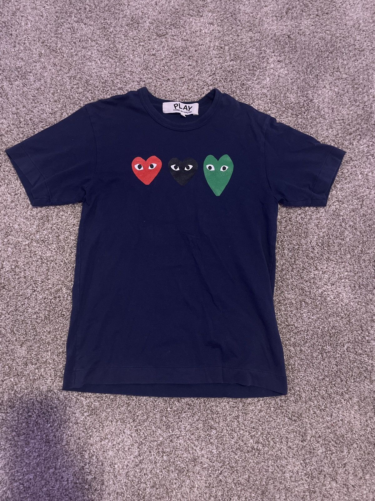 Comme des Garcons COMME DES GARCONS PLAY MULTI HEART T-SHIRT - NAVY Size US S / EU 44-46 / 1 - 1 Thumbnail