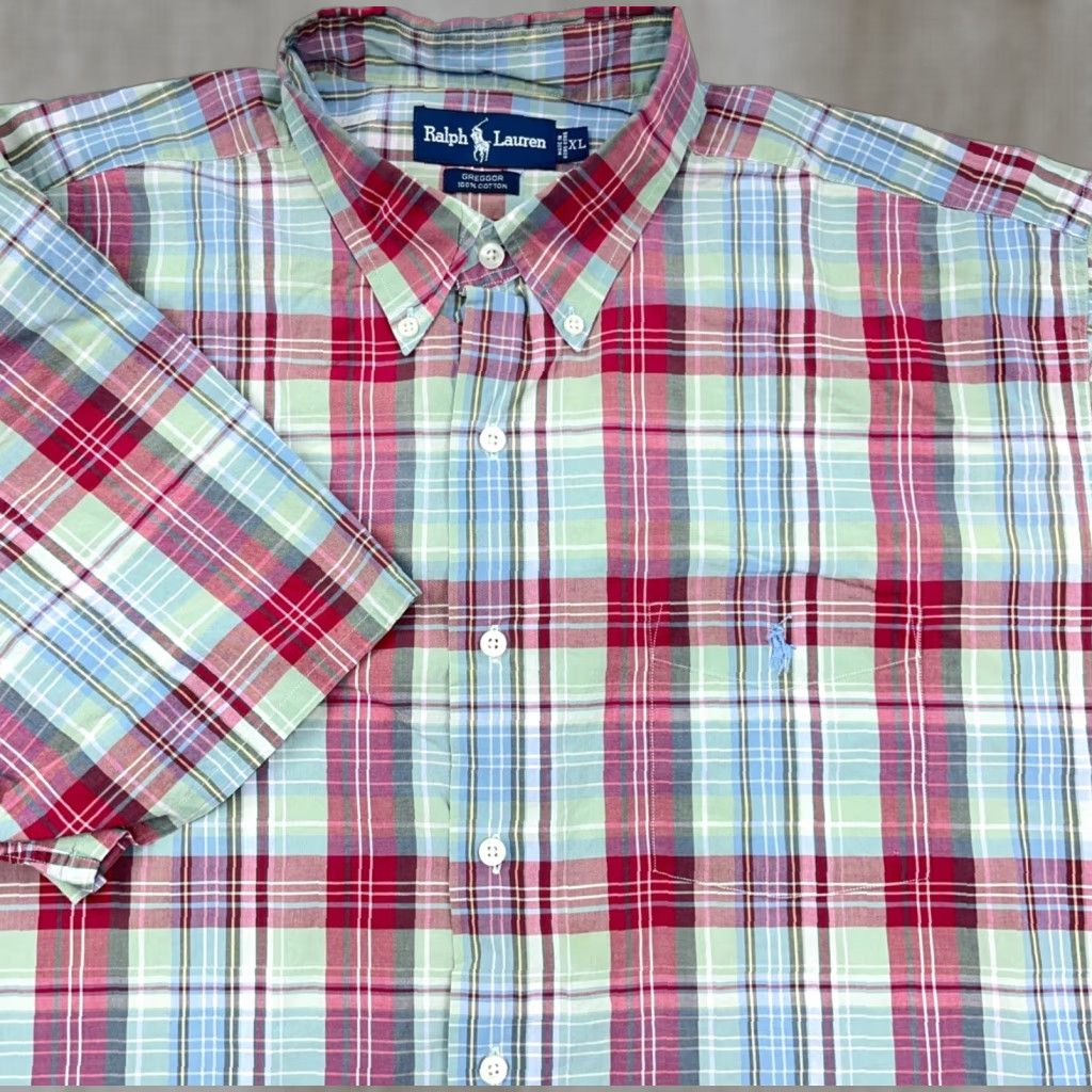 Ralph Lauren Ralph Lauren Shirt Men XL Pink Blue Button Up Tartan Plaid Camp Pocket Greggor Size US XL / EU 56 / 4 - 1 Thumbnail
