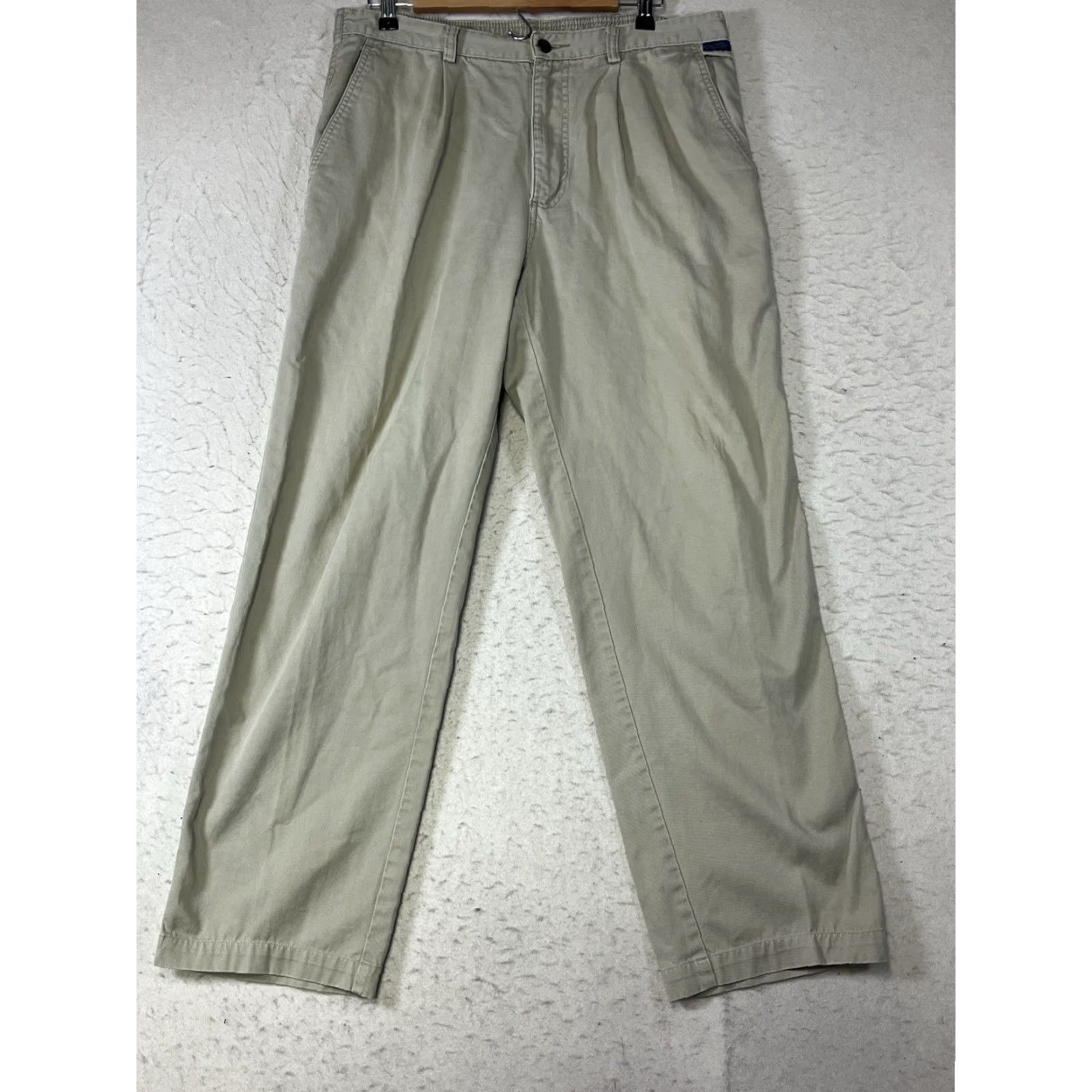 Vintage VINTAGE Kahala Pants - Khaki 100% Cotton Pleated Front Stretch Waist Men 34 Elastic Pockets Straight Inseam 32 Beige Size US 34 / EU 50 - 2 Thumbnail