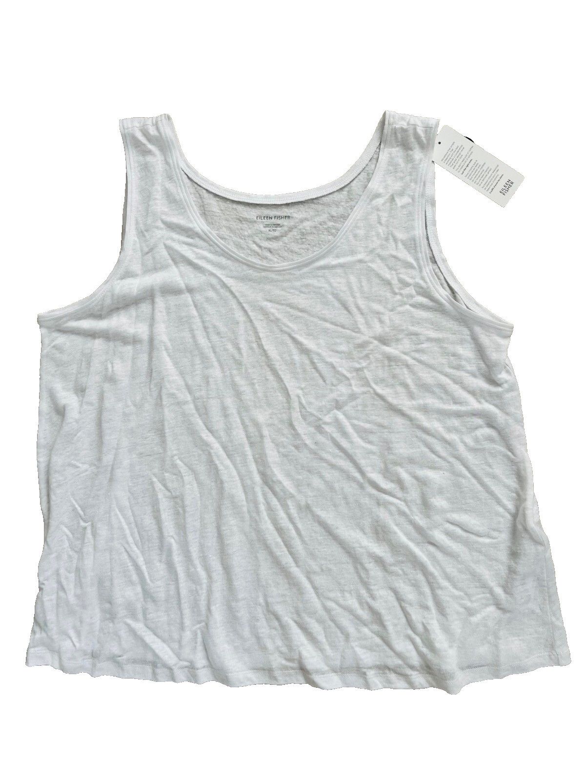 Eileen Fisher Eileen Fisher Organic Linen Jersey Tank White ( L ) Size L / US 10 / IT 46 - 1 Thumbnail
