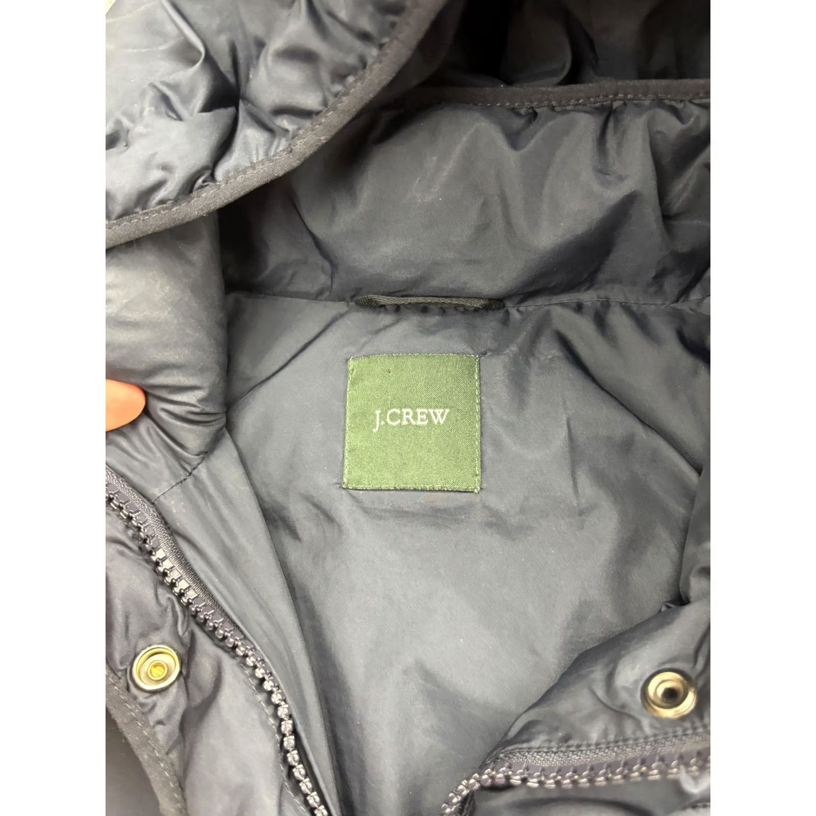 J.Crew J.CREW Puffer Jacket Womens Medium Navy Hooded Down Fill Winter Coat Warm Parka Size M / US 6-8 / IT 42-44 - 2 Thumbnail