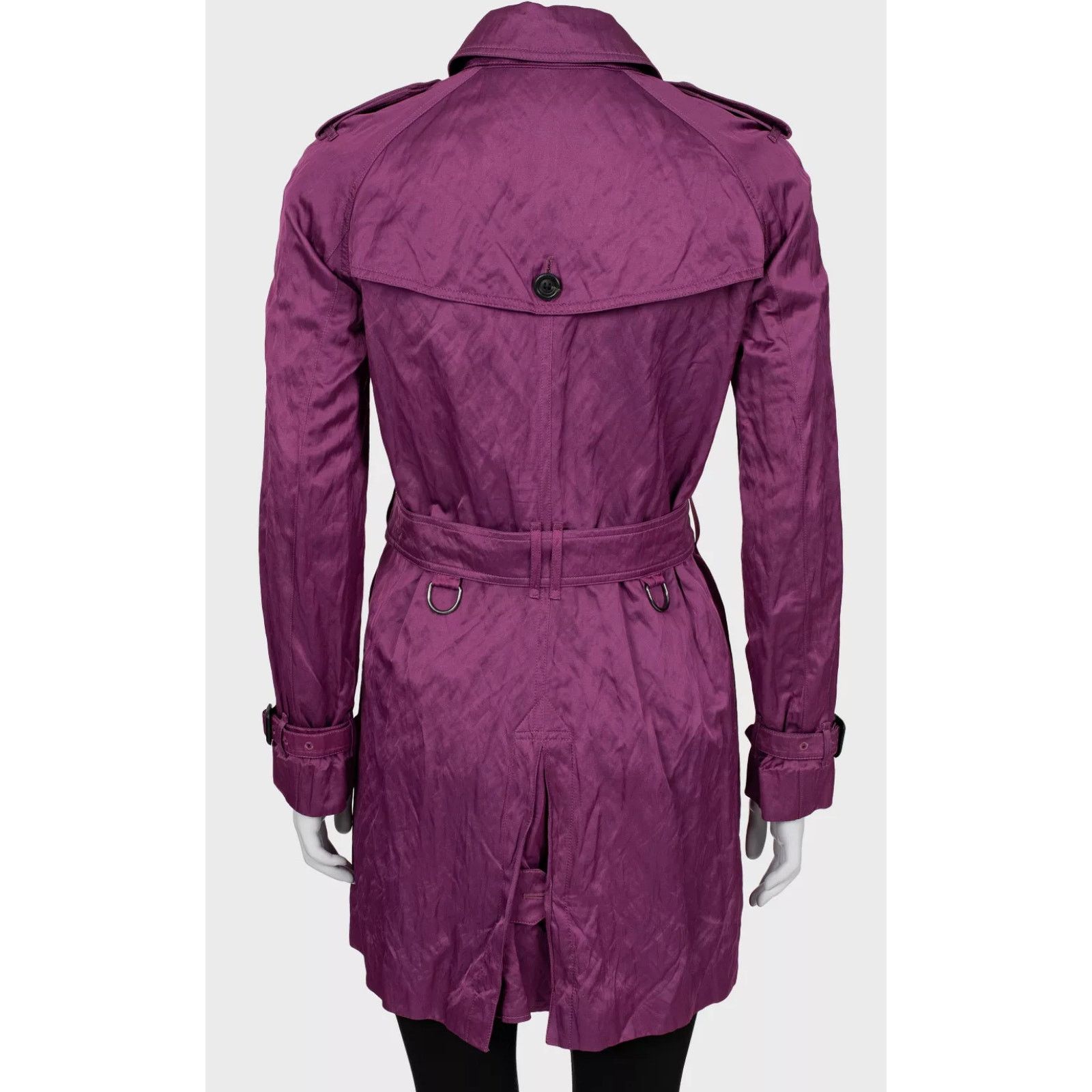Burberry Burberry Purple Double-Breasted Trench Coat - Size 42/M Size M / US 6-8 / IT 42-44 - 3 Thumbnail