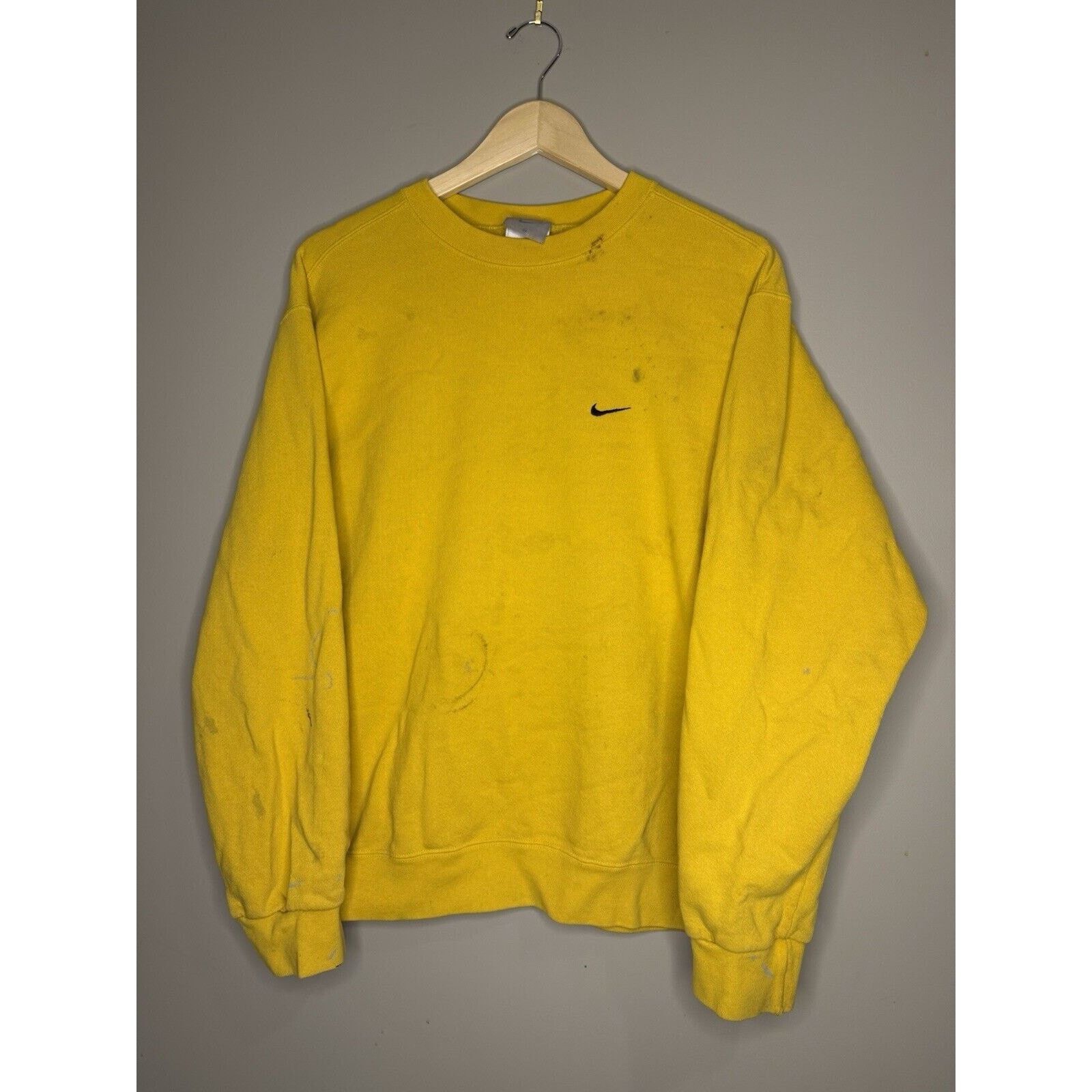 Nike 2000s NIKE Silver tag Yellow Crewneck Mini Swoosh thrashed Size US M / EU 48-50 / 2 - 1 Thumbnail