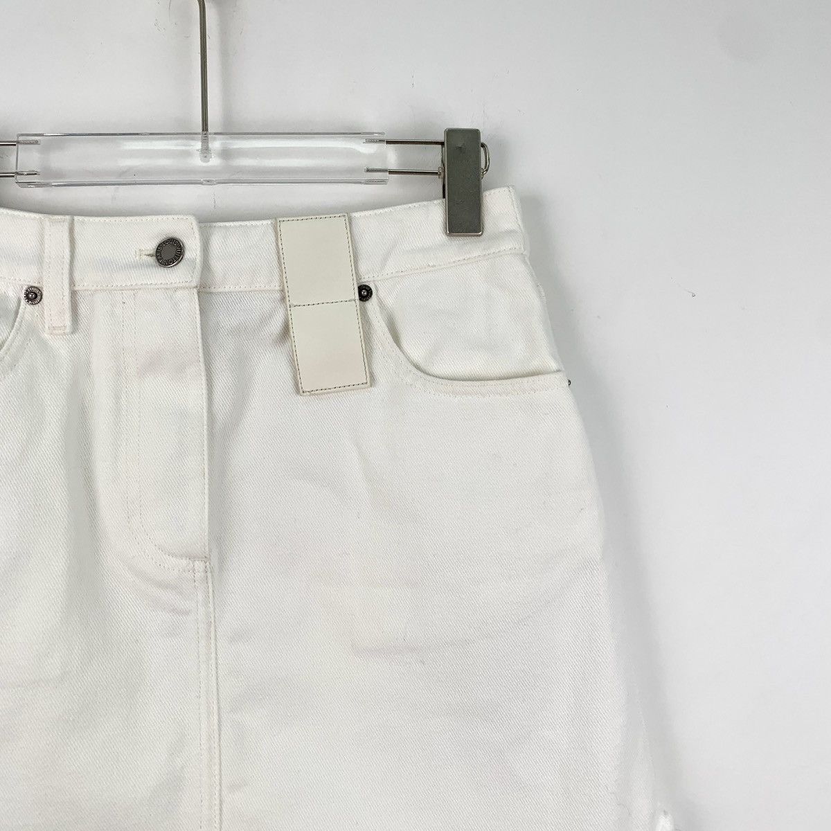 Louis Vuitton Louis Vuitton White Raw Edge Cotton Denim Mini Skirt K26WX Size 24" / US 00 / IT 34 - 3 Thumbnail