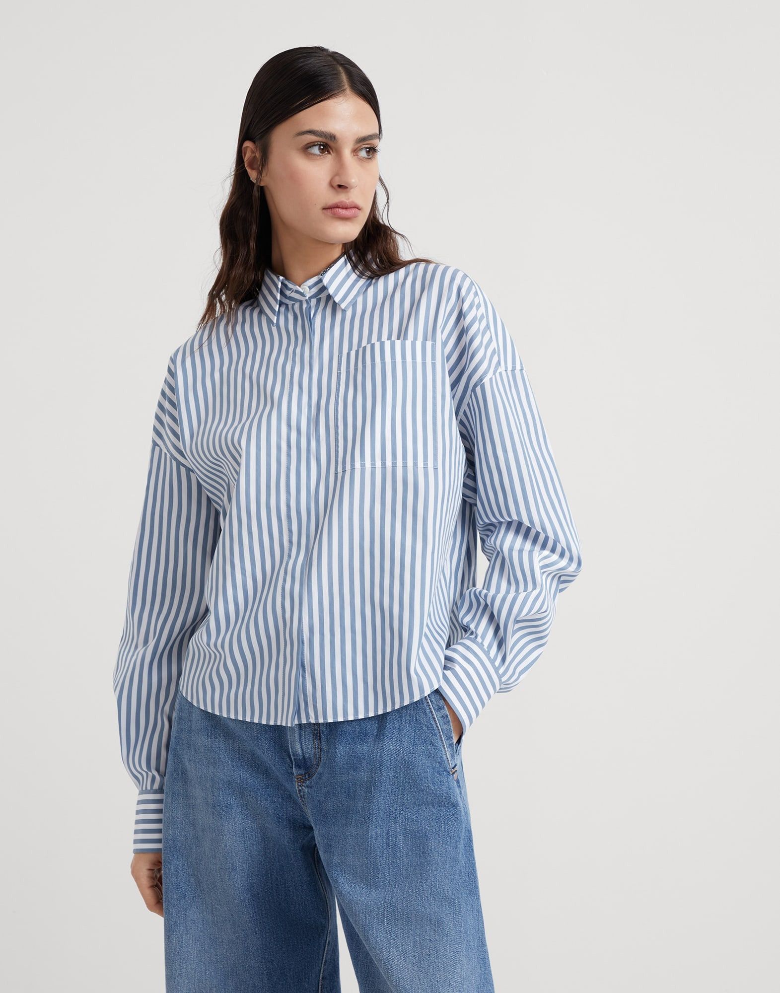 Brunello Cucinelli o1w1db10825 Blouse in Open White Size M / US 6-8 / IT 42-44 - 1 Thumbnail