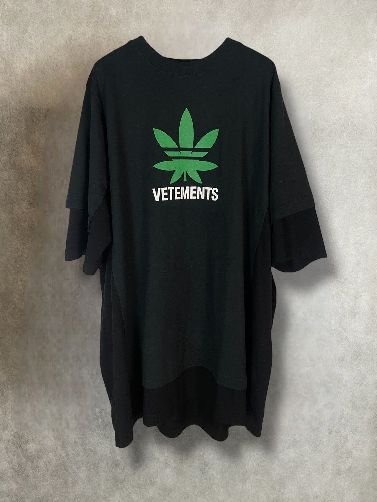 Ss2020 Vetements layered weed adidas parody oversized tee