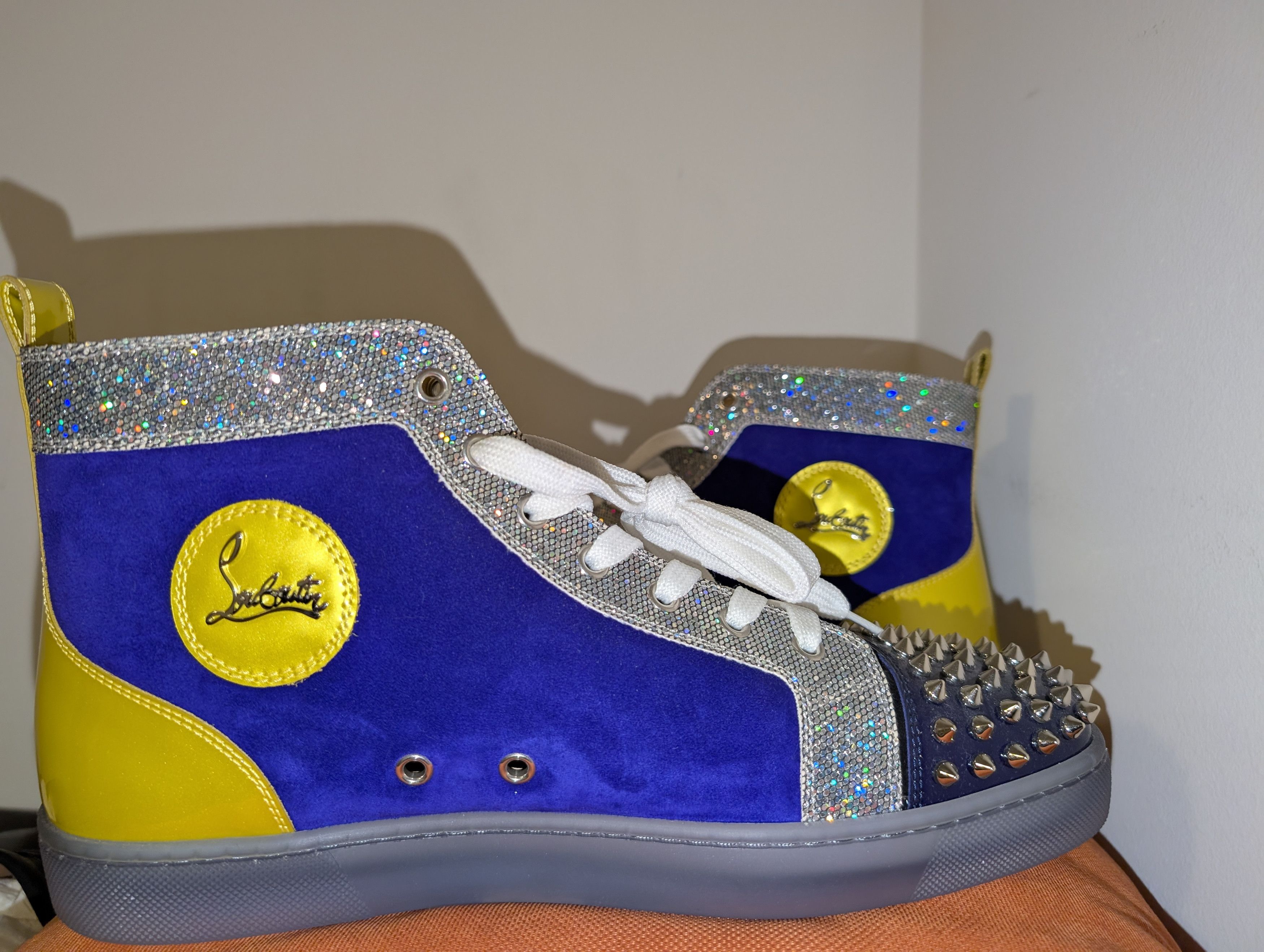 Christian Louboutin Christian Louboutin Suede/Sequins High Top Sneakers Size US 9.5 / EU 42-43 - 1 Thumbnail